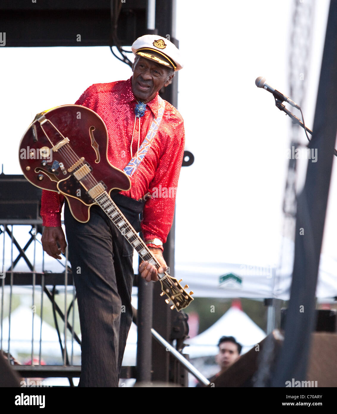 Chuck Berry (im Alter von 84) führt während des Las Vegas Rockabilly Wochenendes an der Orleans Hotel Las Vegas, Nevada - 03.04.10 Stockfoto