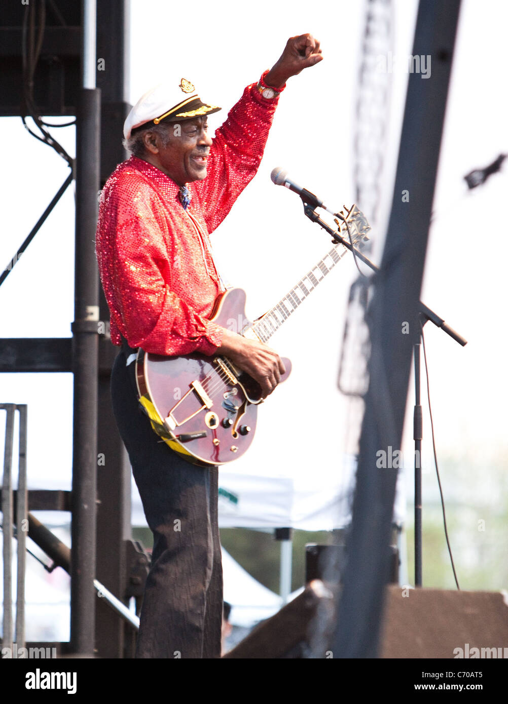 Chuck Berry (im Alter von 84) führt während des Las Vegas Rockabilly Wochenendes an der Orleans Hotel Las Vegas, Nevada - 03.04.10 Stockfoto