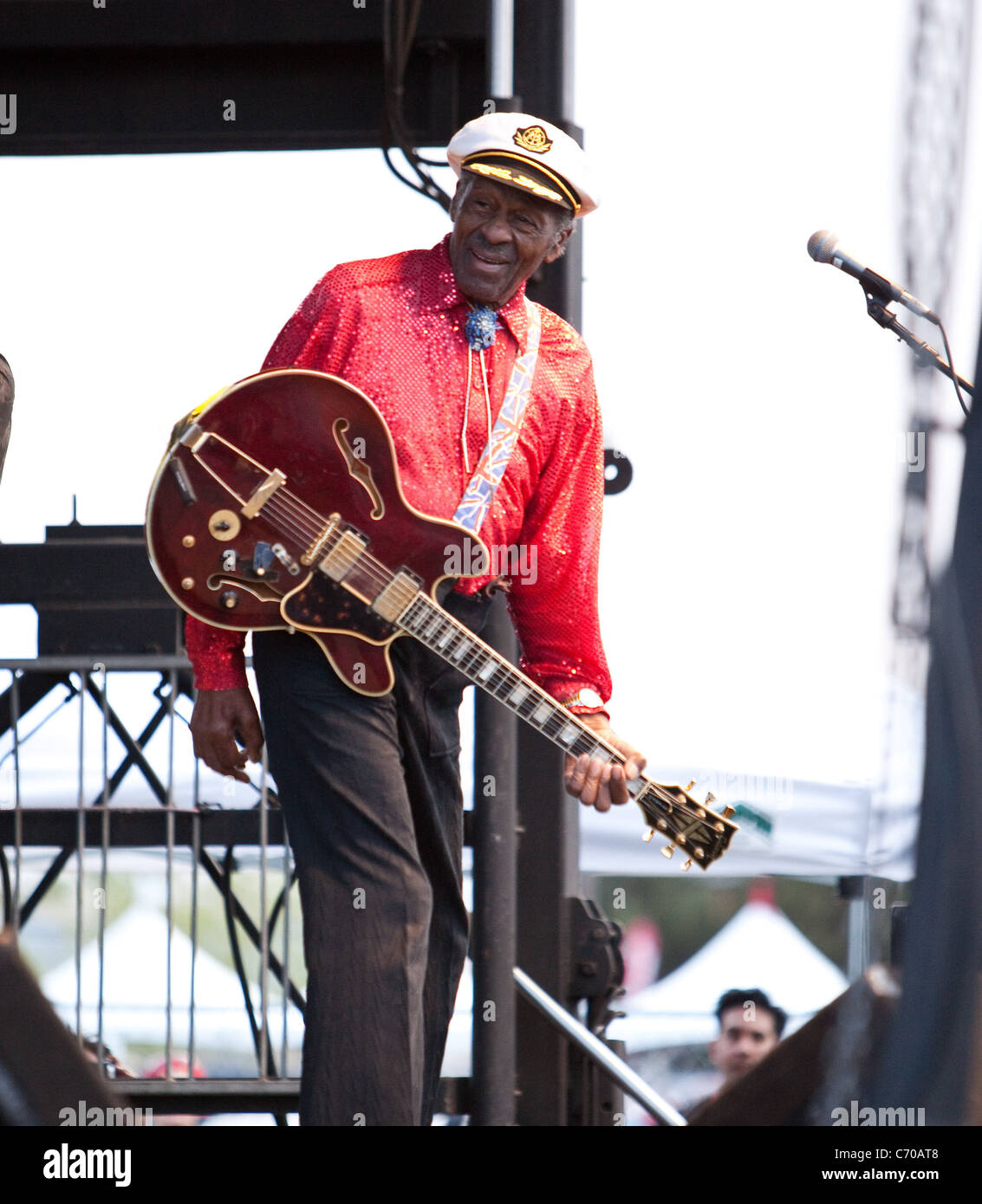 Chuck Berry (im Alter von 84) führt während des Las Vegas Rockabilly Wochenendes an der Orleans Hotel Las Vegas, Nevada - 03.04.10 Stockfoto