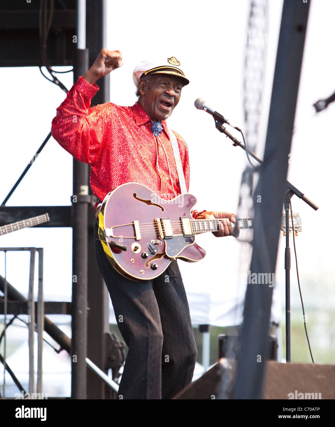 Chuck Berry (im Alter von 84) führt während des Las Vegas Rockabilly Wochenendes an der Orleans Hotel Las Vegas, Nevada - 03.04.10 Stockfoto