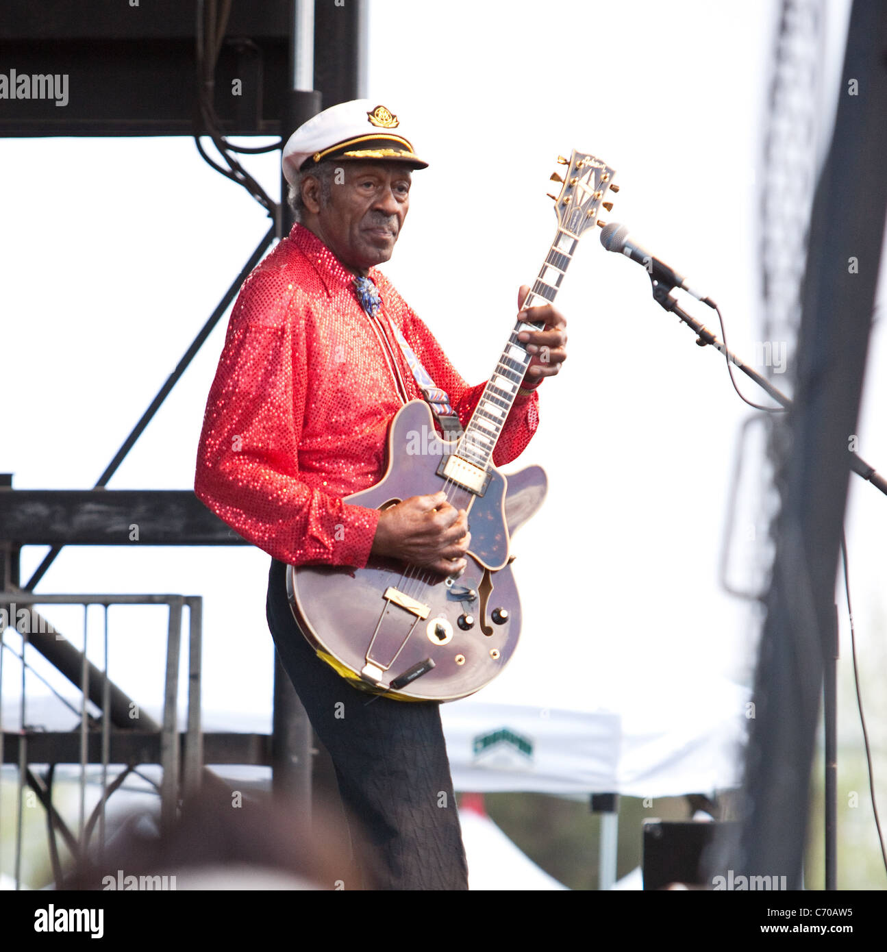Chuck Berry (im Alter von 84) führt während des Las Vegas Rockabilly Wochenendes an der Orleans Hotel Las Vegas, Nevada - 03.04.10 Stockfoto