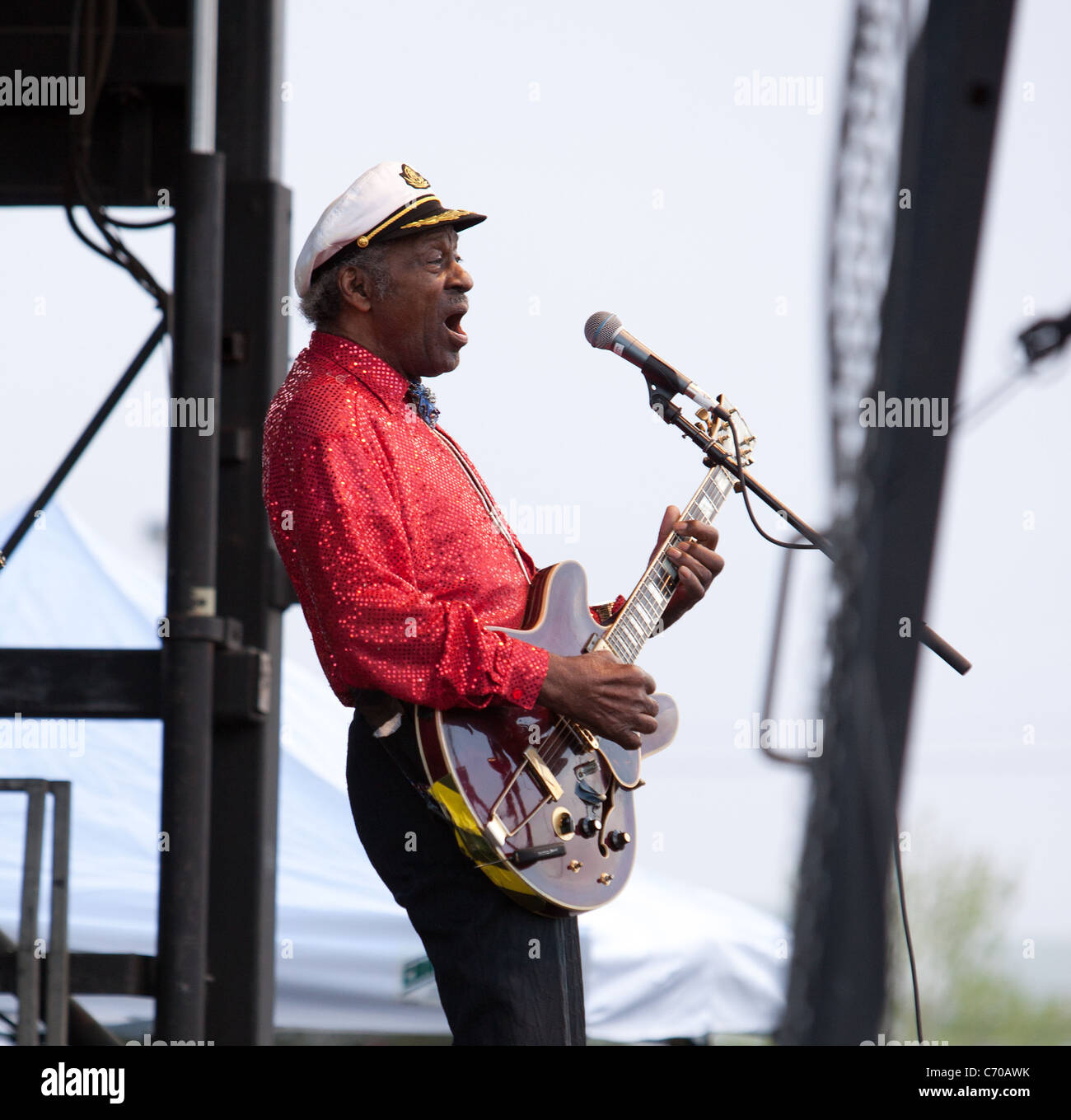 Chuck Berry (im Alter von 84) führt während des Las Vegas Rockabilly Wochenendes an der Orleans Hotel Las Vegas, Nevada - 03.04.10 Stockfoto