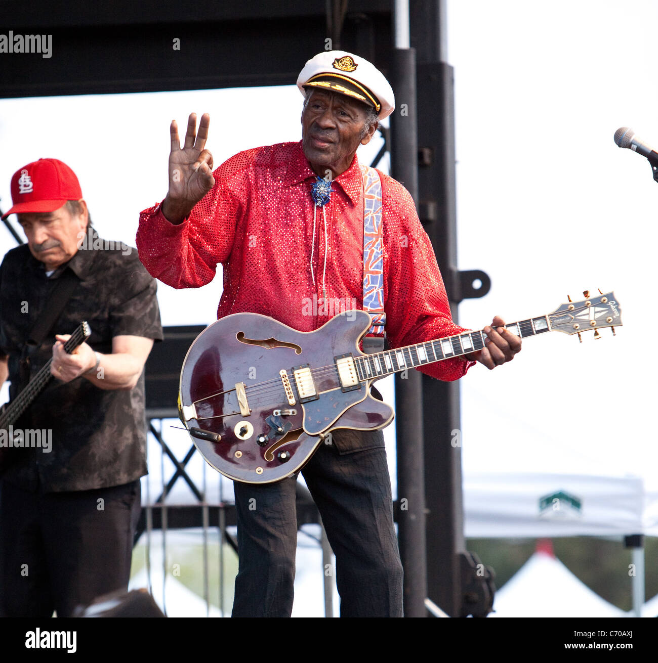 Chuck Berry (im Alter von 84) führt während des Las Vegas Rockabilly Wochenendes an der Orleans Hotel Las Vegas, Nevada - 03.04.10 Stockfoto