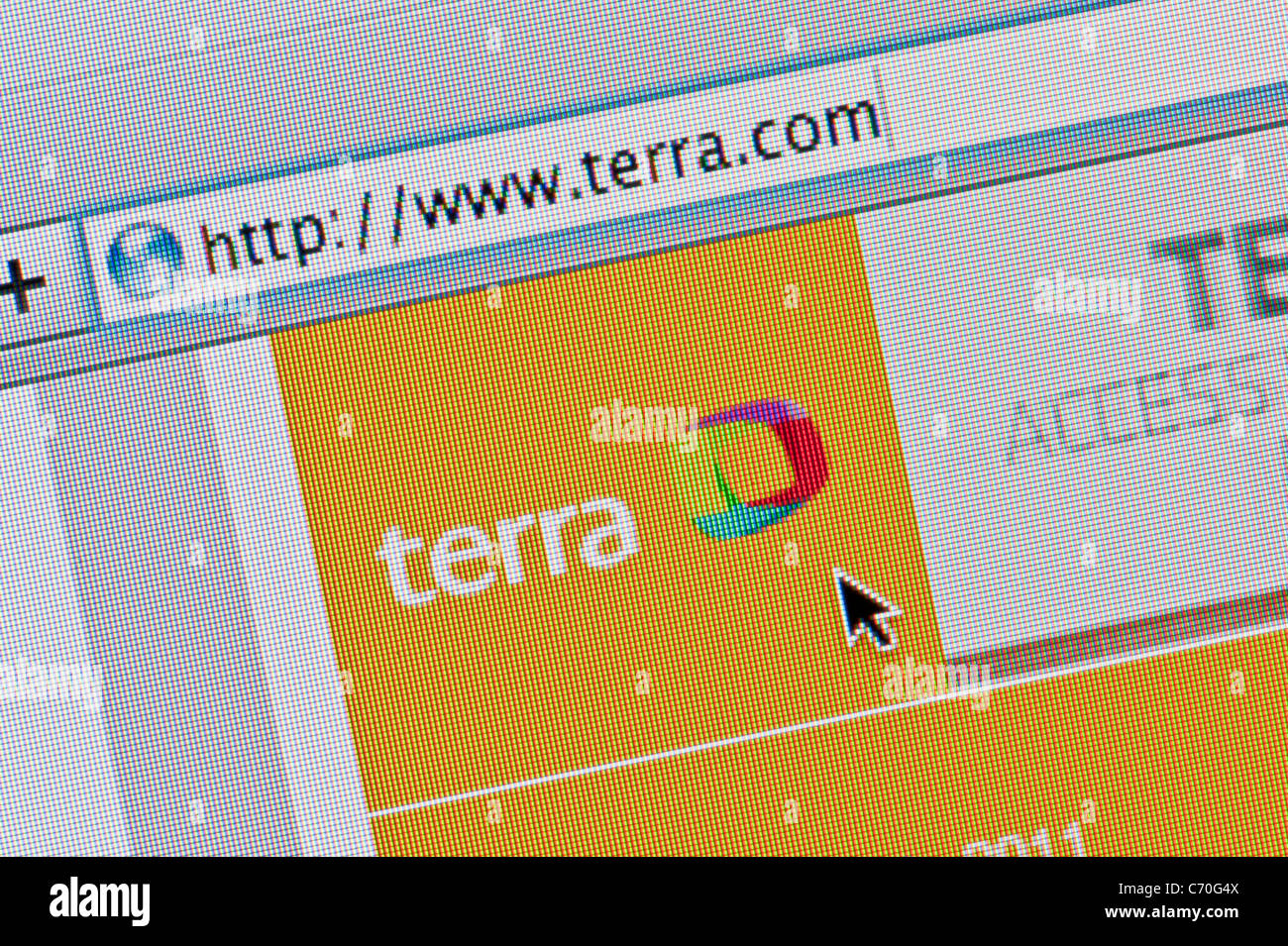 Nahaufnahme von der Terra-Logo, wie auf ihrer Website zu sehen. (Nur zur redaktionellen Verwendung: print, TV, e-Book und redaktionelle Webseite). Stockfoto