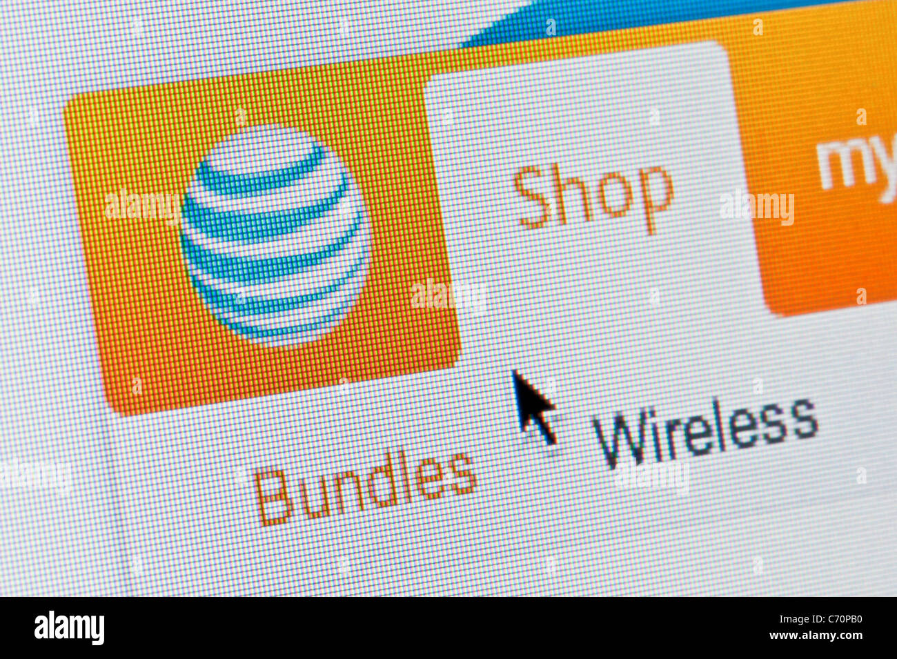 Nahaufnahme des AT&T Logos, wie auf ihrer Website zu sehen. (Nur zur redaktionellen Verwendung: print, TV, e-Book und redaktionelle Webseite). Stockfoto