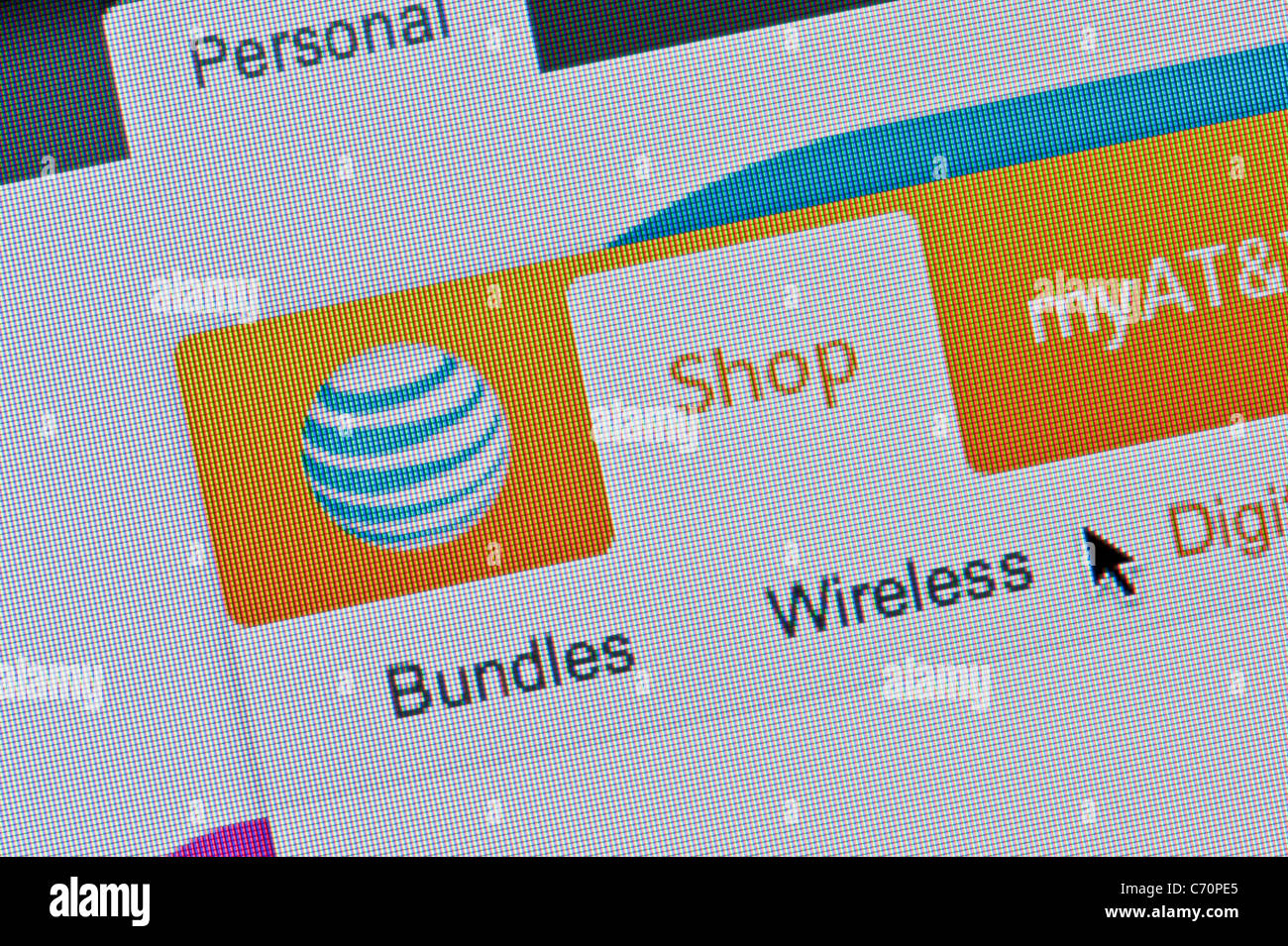 Nahaufnahme des AT&T Logos, wie auf ihrer Website zu sehen. (Nur zur redaktionellen Verwendung: print, TV, e-Book und redaktionelle Webseite). Stockfoto