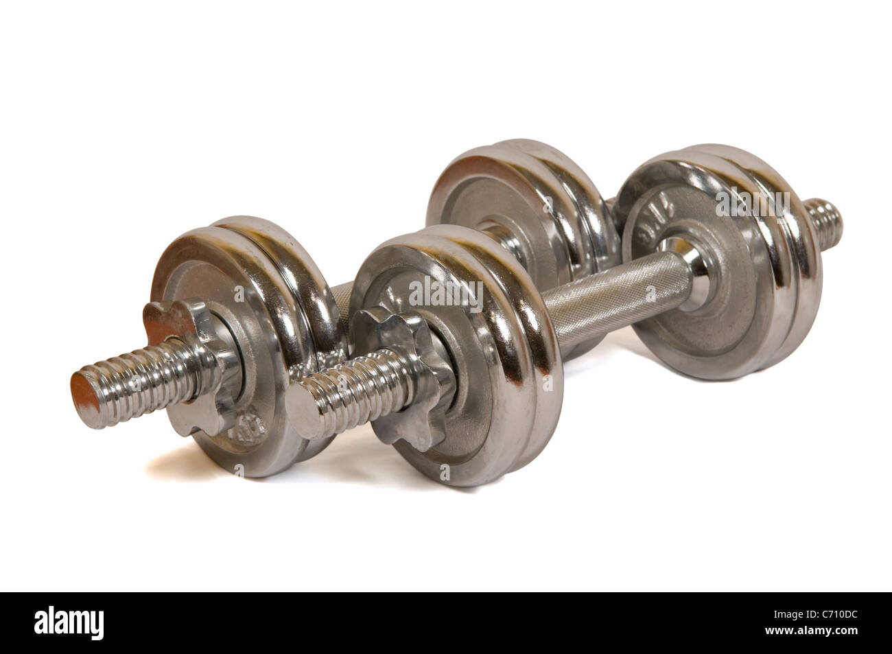 Metall Hanteln für das Training der Muskeln Stockfoto