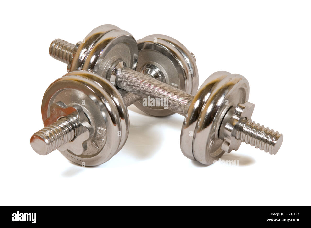 Metall Hanteln für das Training der Muskeln Stockfoto