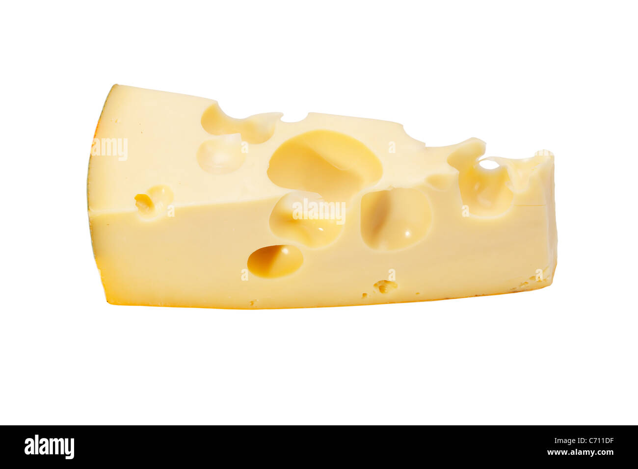 Stück Käse von Radamer isoliert auf weißem Hintergrund Stockfoto
