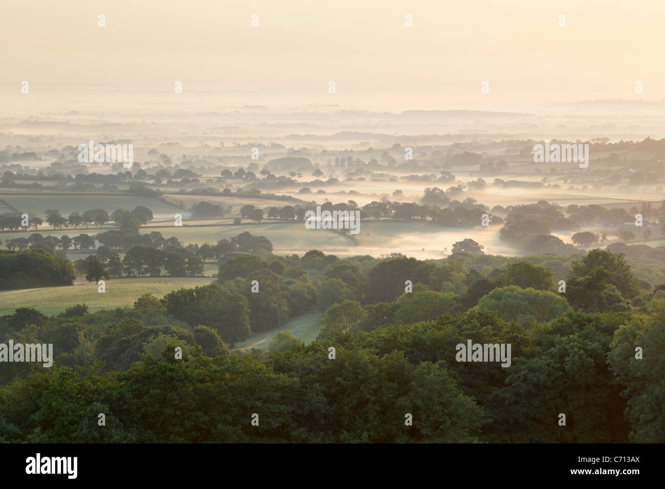 Blick vom in der Nähe von Schloss Neroche in The Blackdown Hills. Somerset. England. VEREINIGTES KÖNIGREICH. Stockfoto