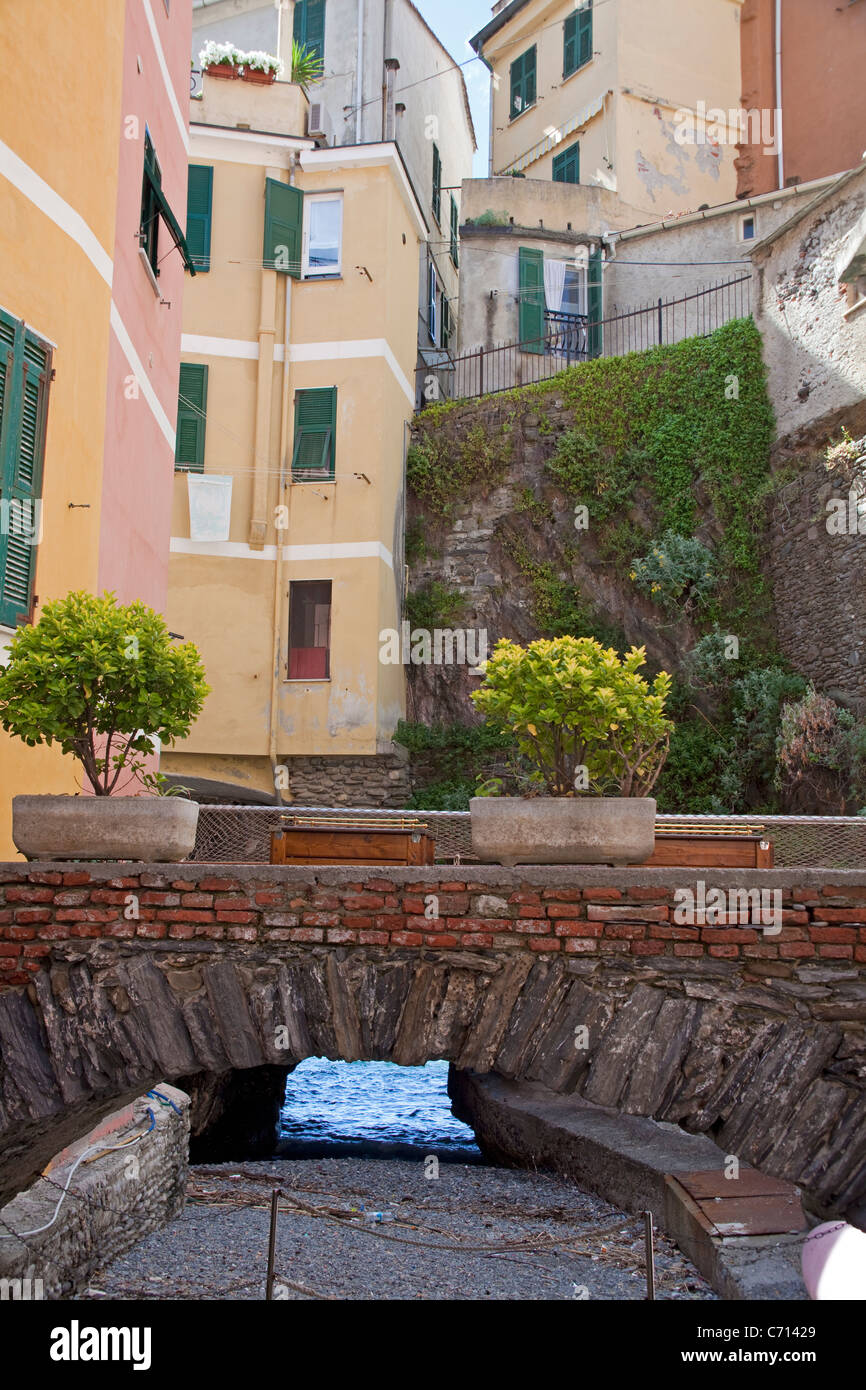 Altstadt von Fischerdorf Vernazza, Nationalpark Cinque Terre, UNESCO-Weltkulturerbe, Ligurien di Levante, Italien, Mittelmeer, Europa Stockfoto