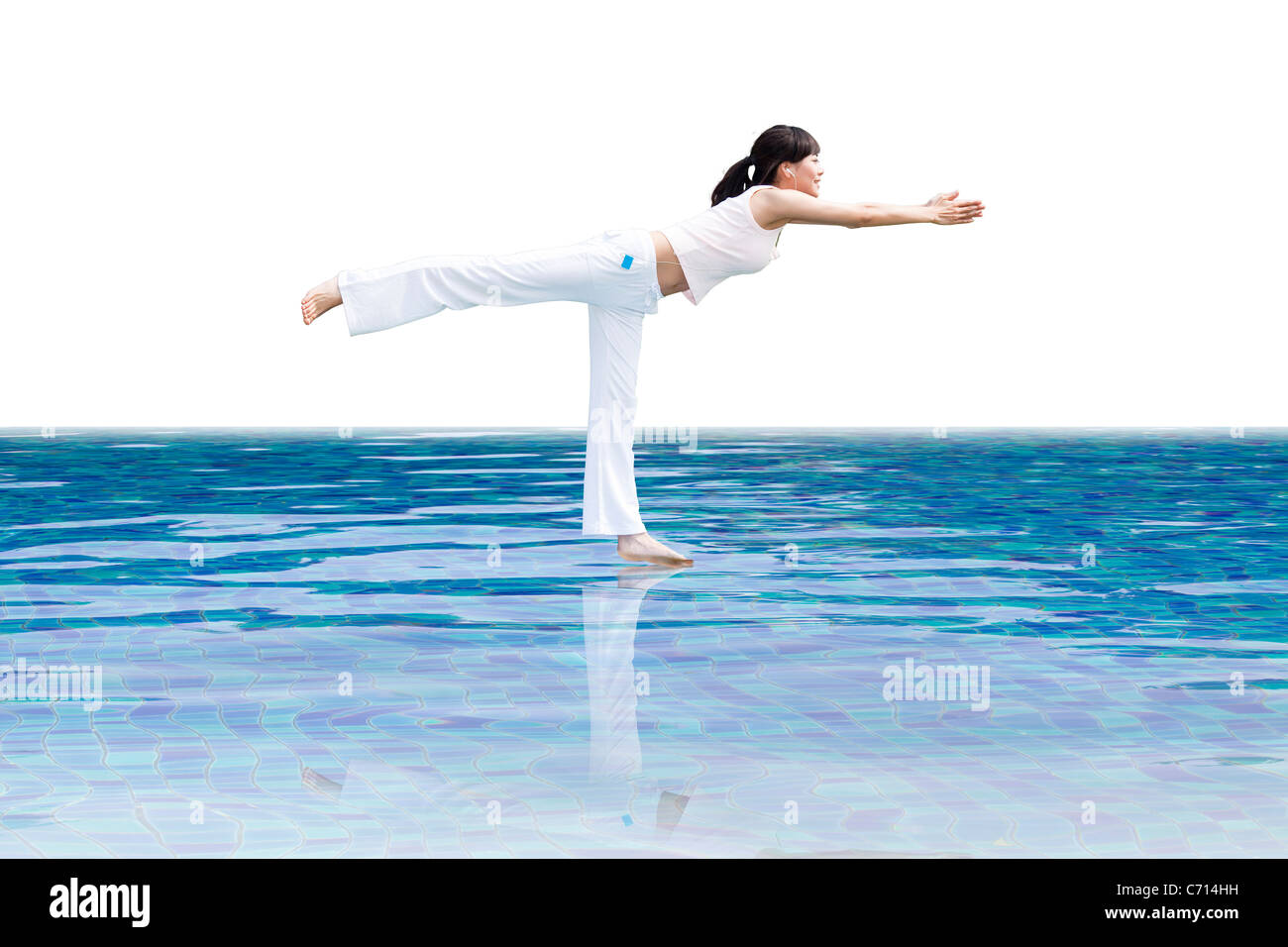 Synthetische Hintergrund Yoga woman Stockfoto