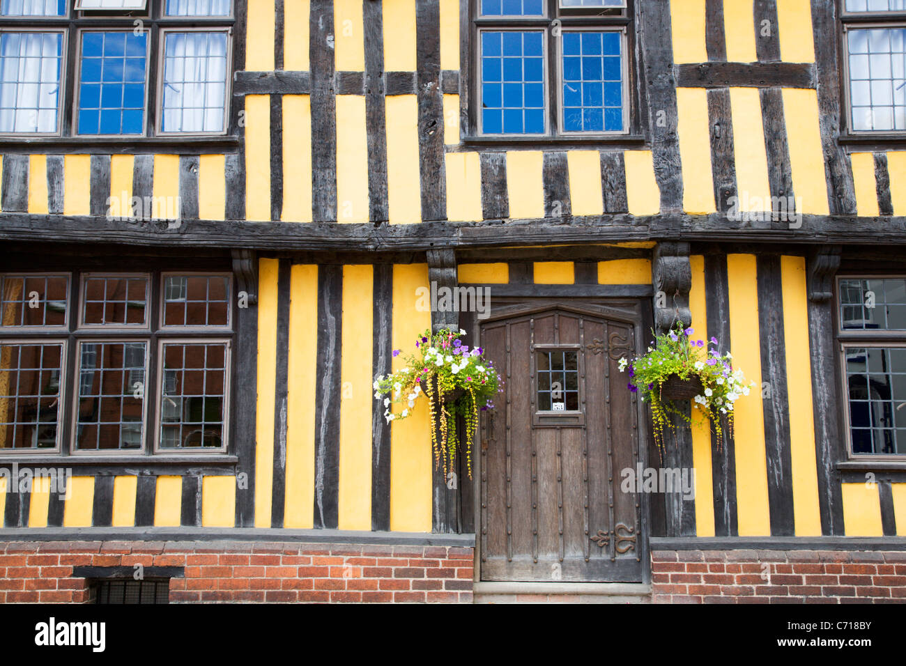 Halbe Fachwerkhaus Gebäude auf Broad Street Ludlow Shropshire England Stockfoto