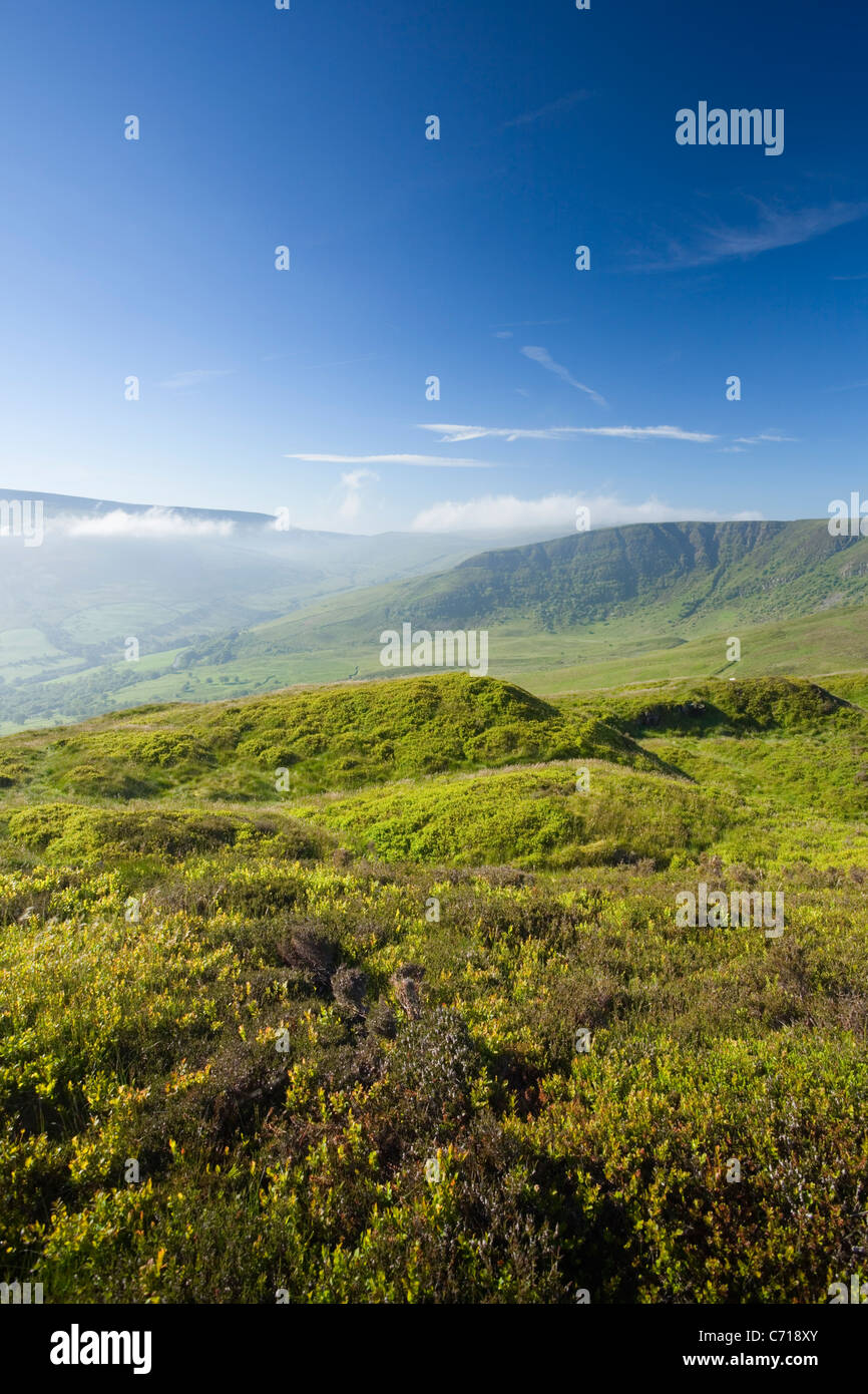 Craig Cerrig-Gleisiad (rechts) vom Fan Frynych. Craig Cerrig-Gleisiad National Nature Reserve. Brecon Beacons. Wales. VEREINIGTES KÖNIGREICH. Stockfoto