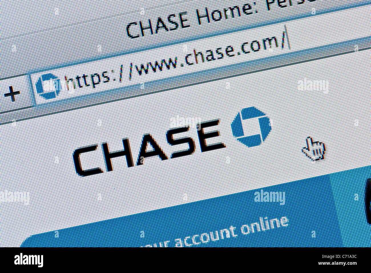 Nahaufnahme von der Chase-Logo, wie auf ihrer Website zu sehen. (Nur zur redaktionellen Verwendung: print, TV, e-Book und redaktionelle Webseite). Stockfoto