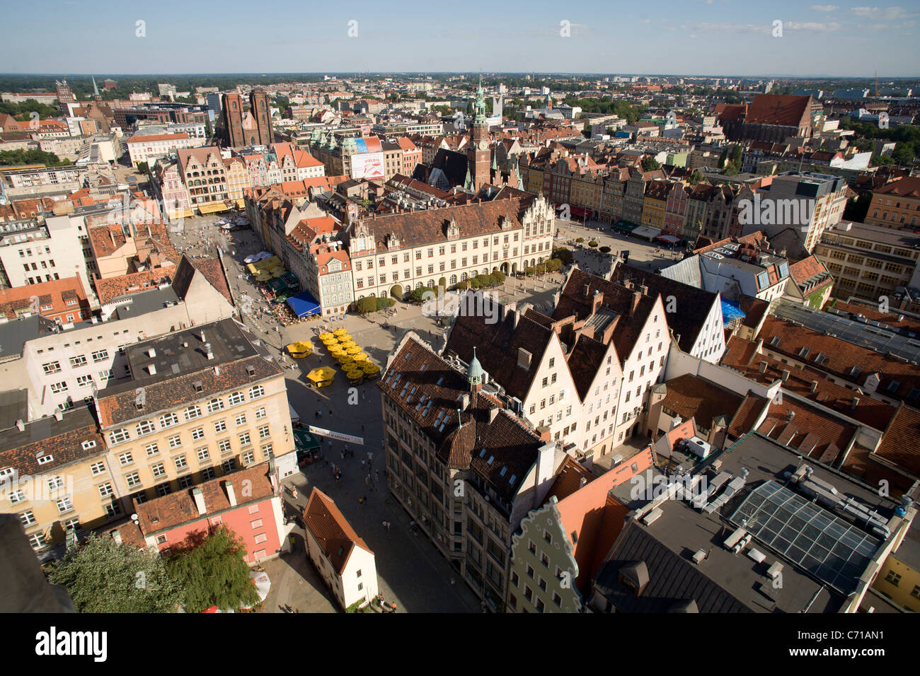 Blick von St. Elisabeth Kirche Turm auf dem Marktplatz in der Altstadt Stockfoto