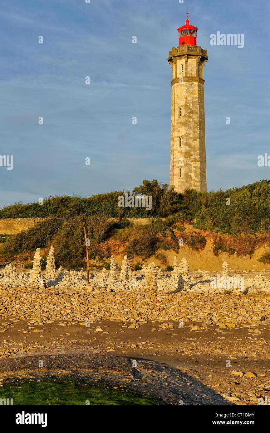 PHARE des Baleines Leuchtturm auf der Insel Ré im Département Charente Maritime, westlich von Frankreich Stockfoto