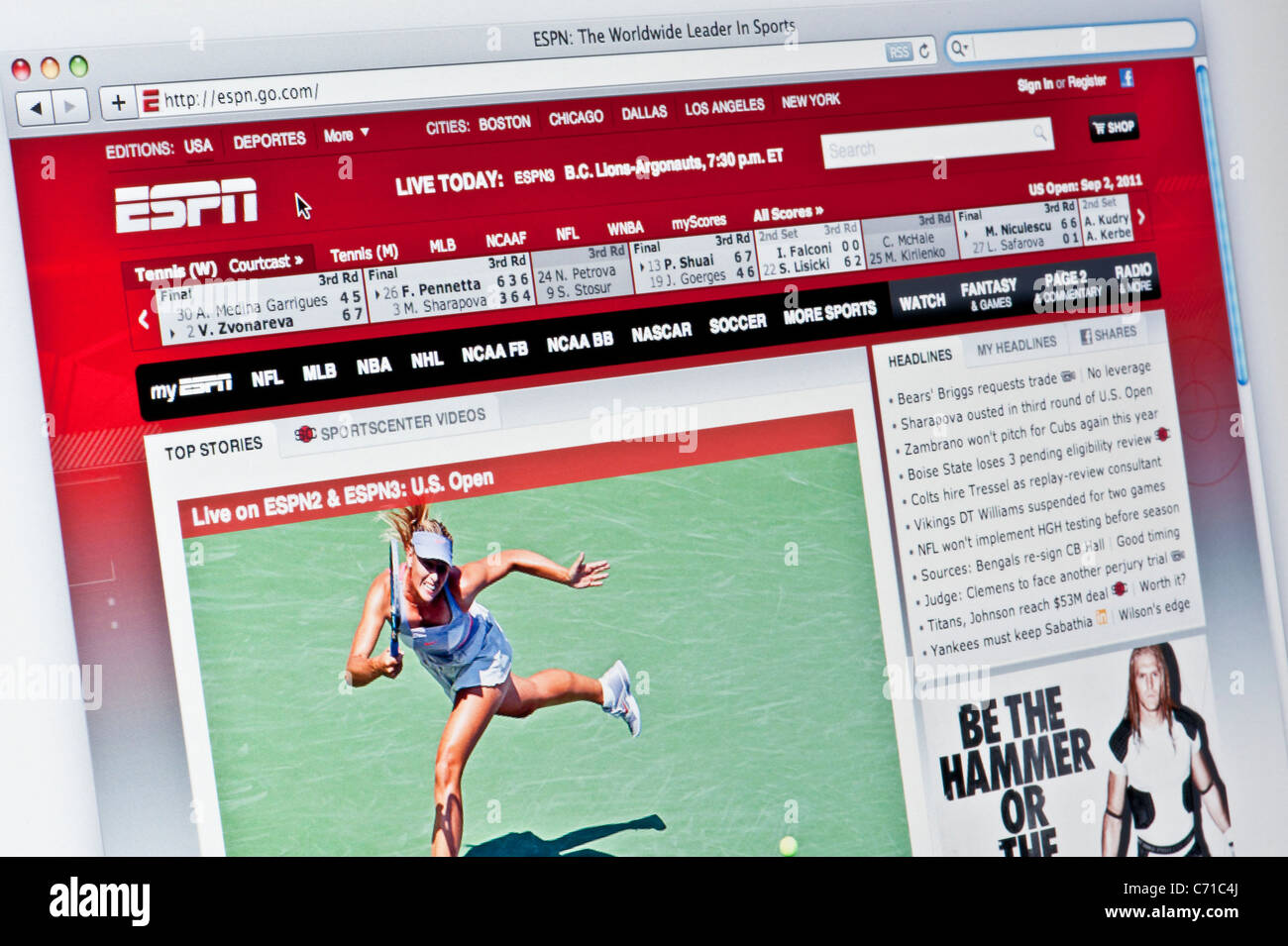 Nahaufnahme von der ESPN-Logo auf ihrer Website gesehen. (Nur zur redaktionellen Verwendung: print, TV, e-Book und redaktionelle Webseite). Stockfoto