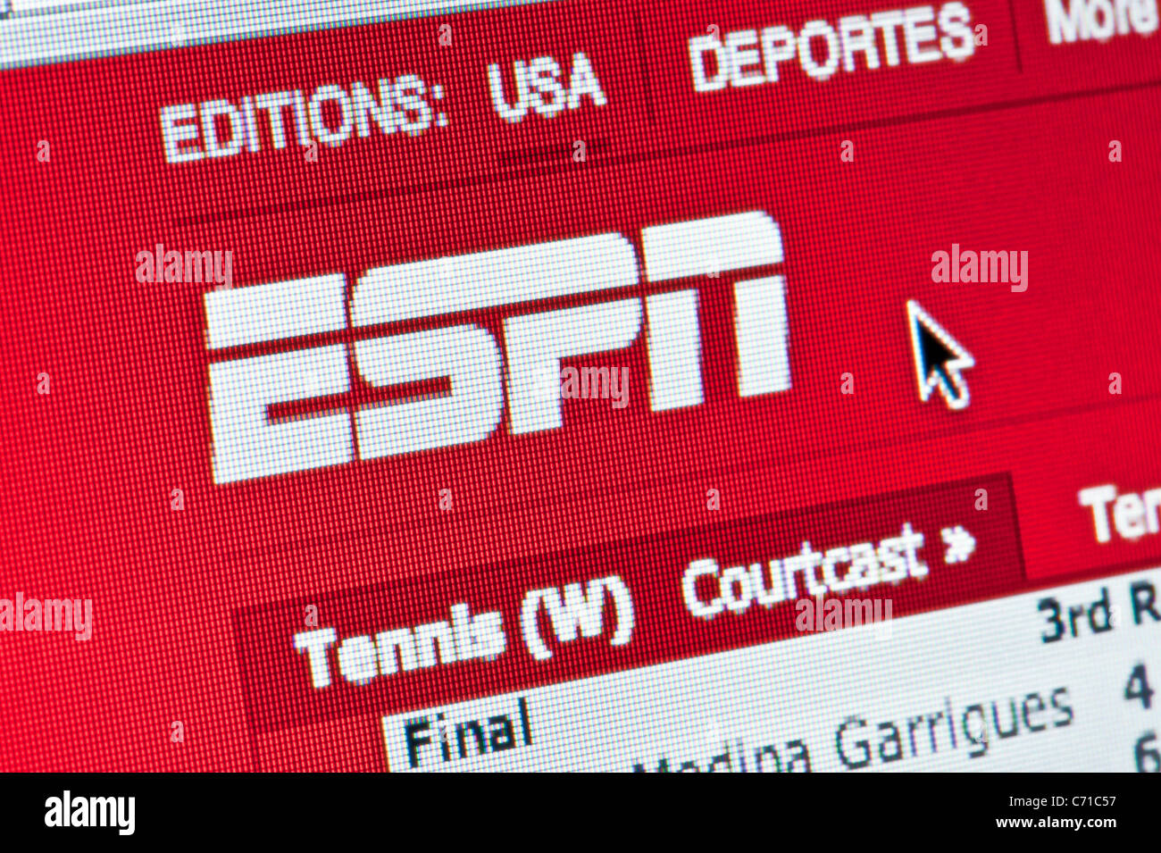 Nahaufnahme von der ESPN-Logo auf ihrer Website gesehen. (Nur zur redaktionellen Verwendung: print, TV, e-Book und redaktionelle Webseite). Stockfoto