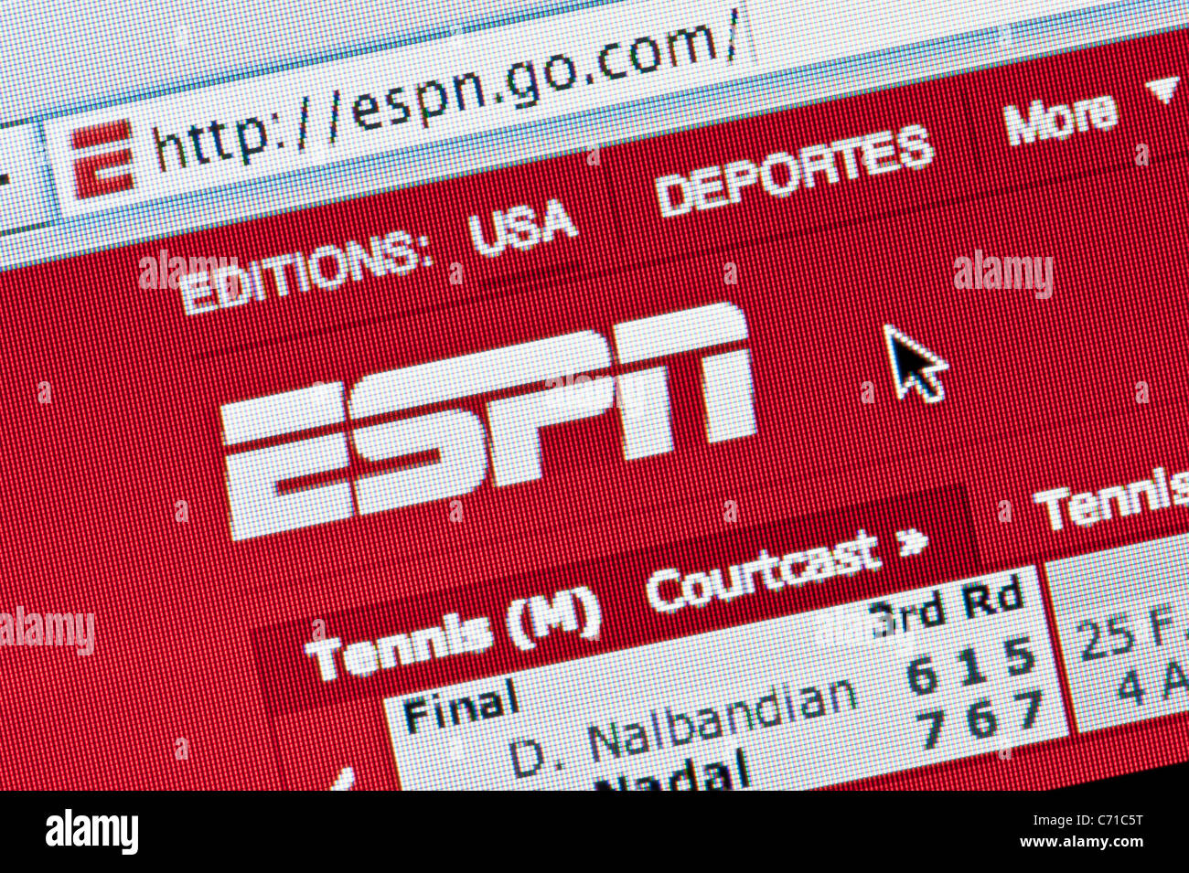 Nahaufnahme von der ESPN-Logo auf ihrer Website gesehen. (Nur zur redaktionellen Verwendung: print, TV, e-Book und redaktionelle Webseite). Stockfoto