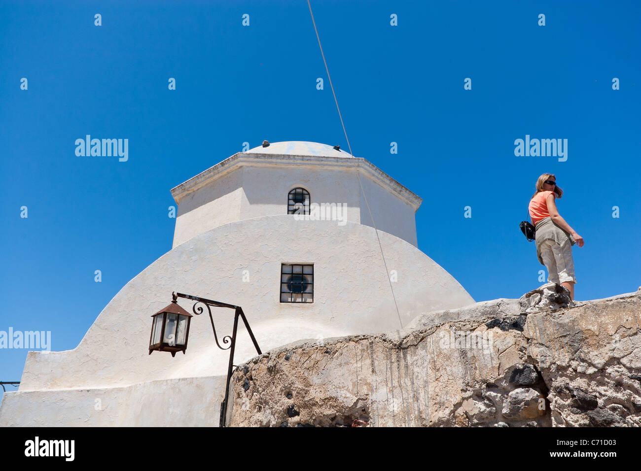 Griechische Kirche in Pirgos, Santorin Stockfoto