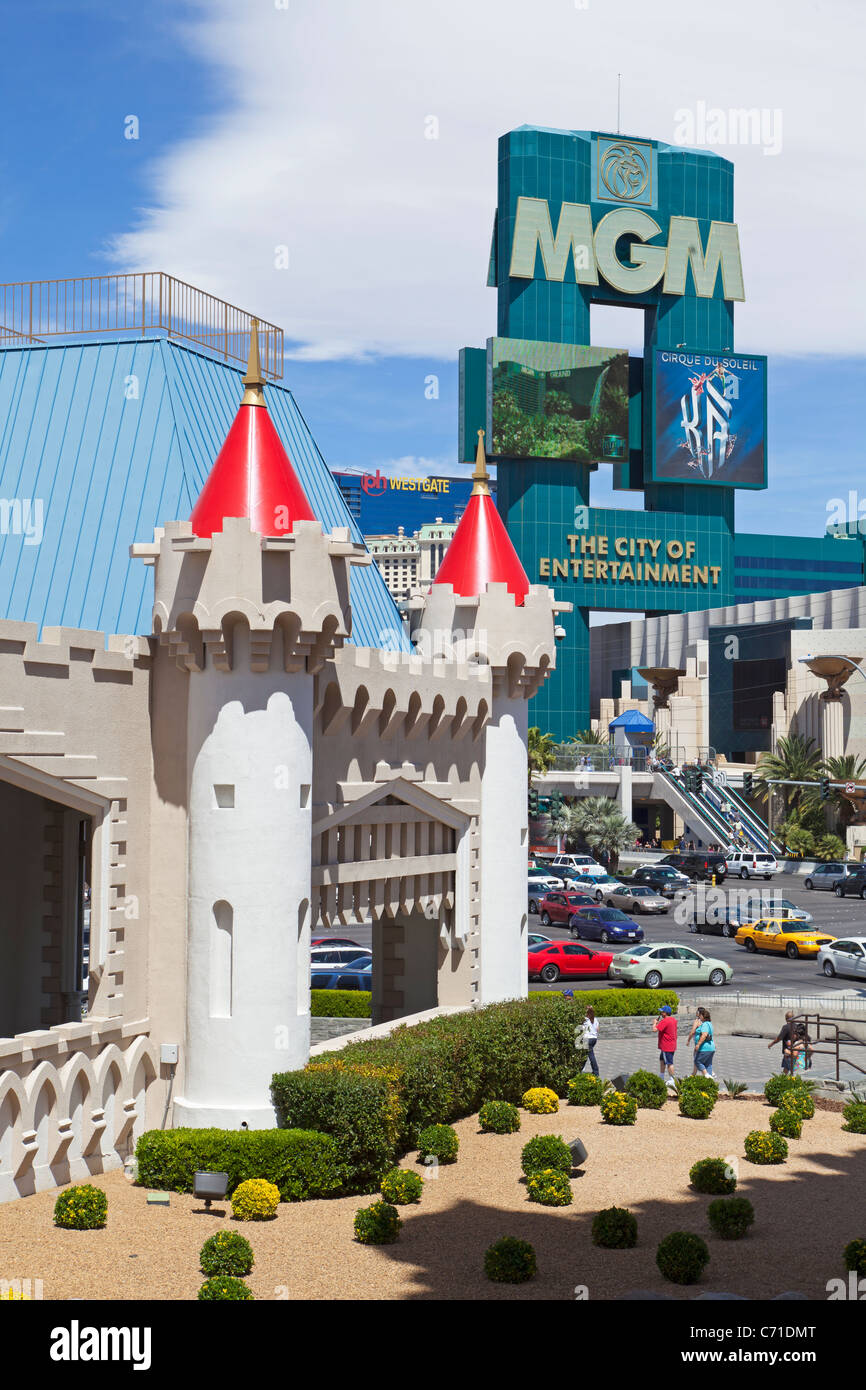 Vereinigte Staaten von Amerika, Nevada, Las Vegas, Hotels und Casinos am Strip entlang Stockfoto
