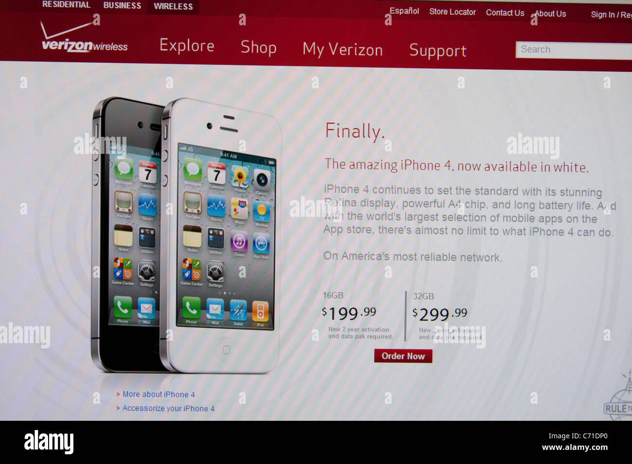 Verizon Online-iphone4 Stockfoto