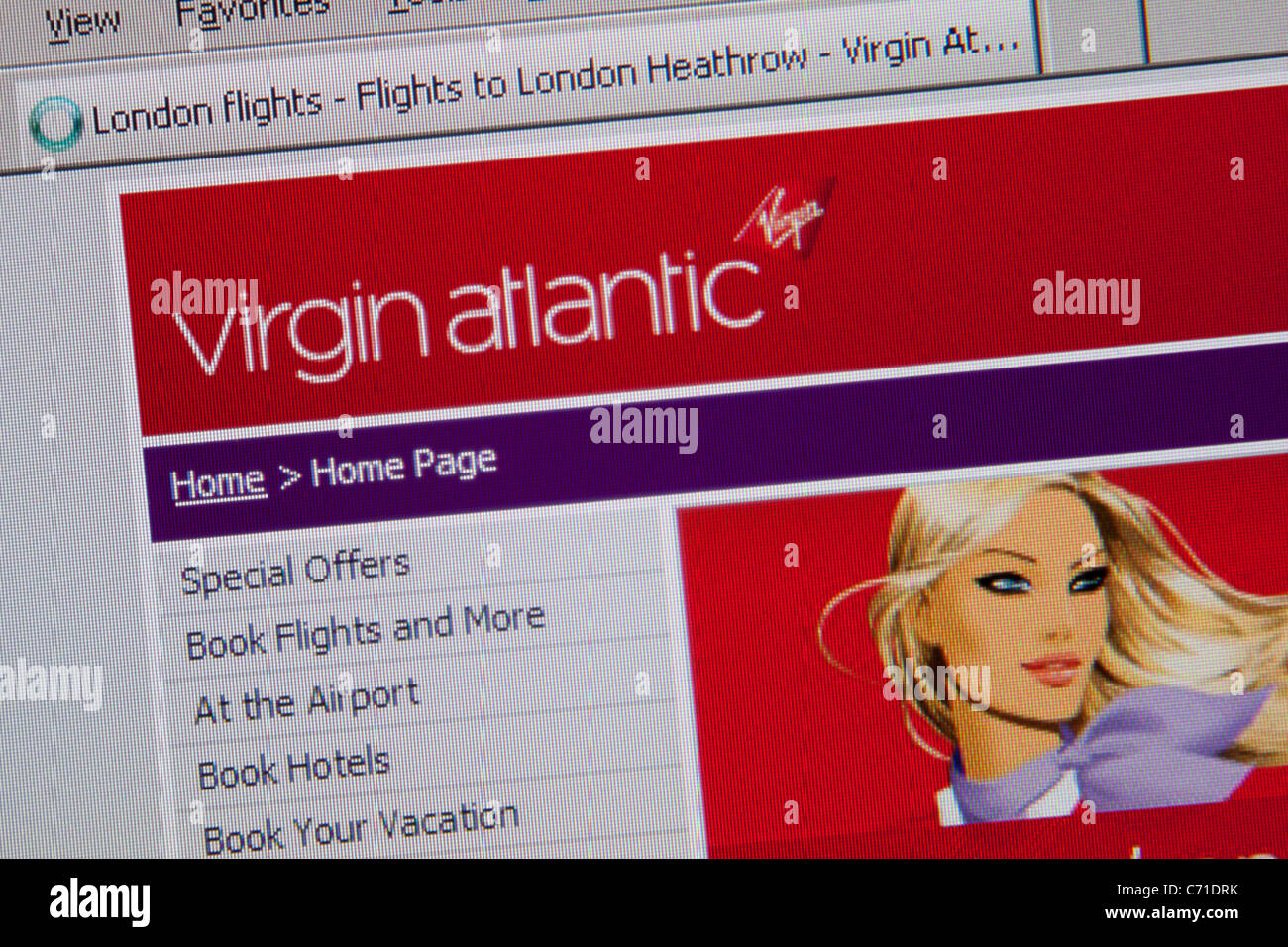 virgin atlantic Online-Flug-reisen Stockfoto