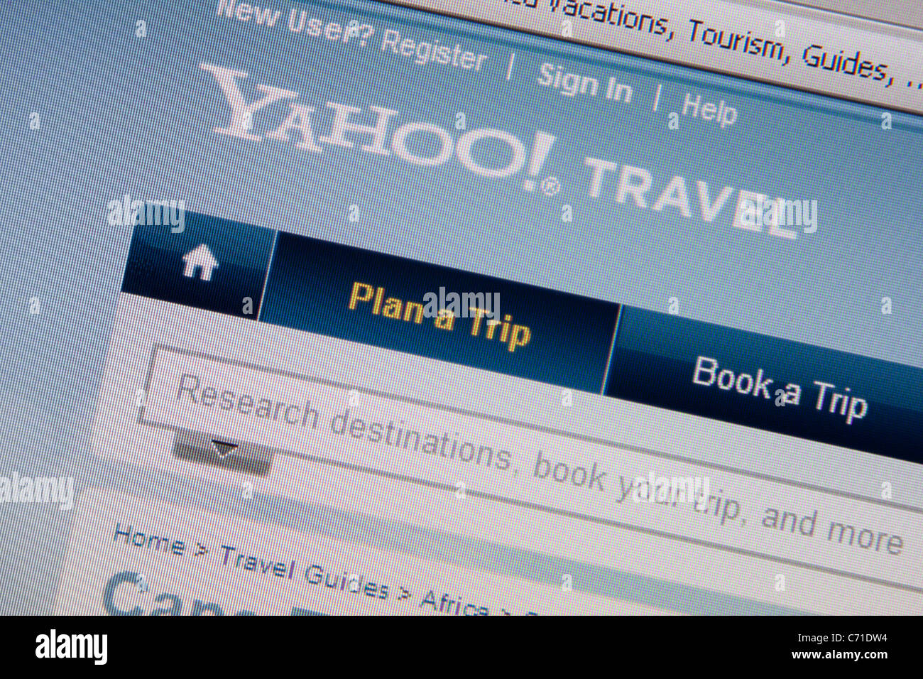 Yahoo Online-Reiseportal Stockfoto