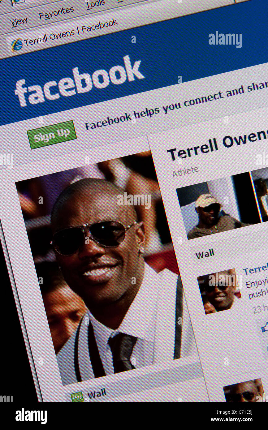 "Terrell Owens' Facebook Fanpage Stockfoto