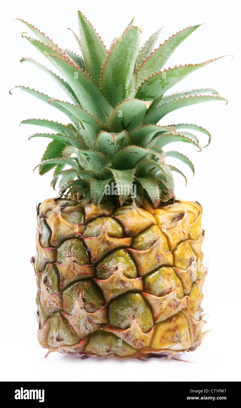 Ananas in Form eines Würfels auf weißem Hintergrund Stockfoto