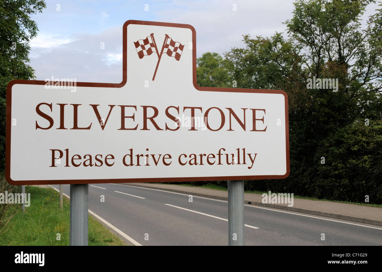 Silverstone Straßenschild Stockfoto