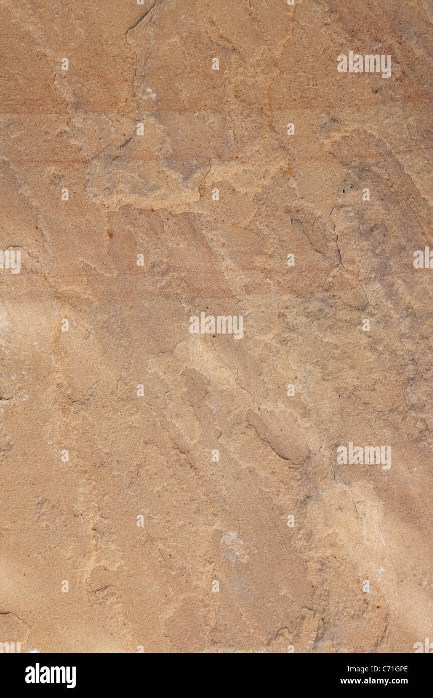 Makroaufnahme einer Sandstein Pflaster Platte Hintergrund Stockfoto
