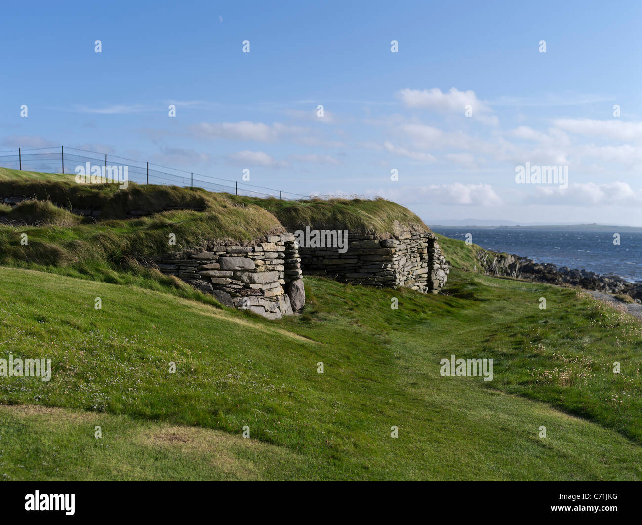 dh Knap von Howar PAPA WESTRAY ORKNEY zwei Bronzezeit neolithische Häuser Meer Ufer Haus Siedlung uk schottland Ruinen Stockfoto