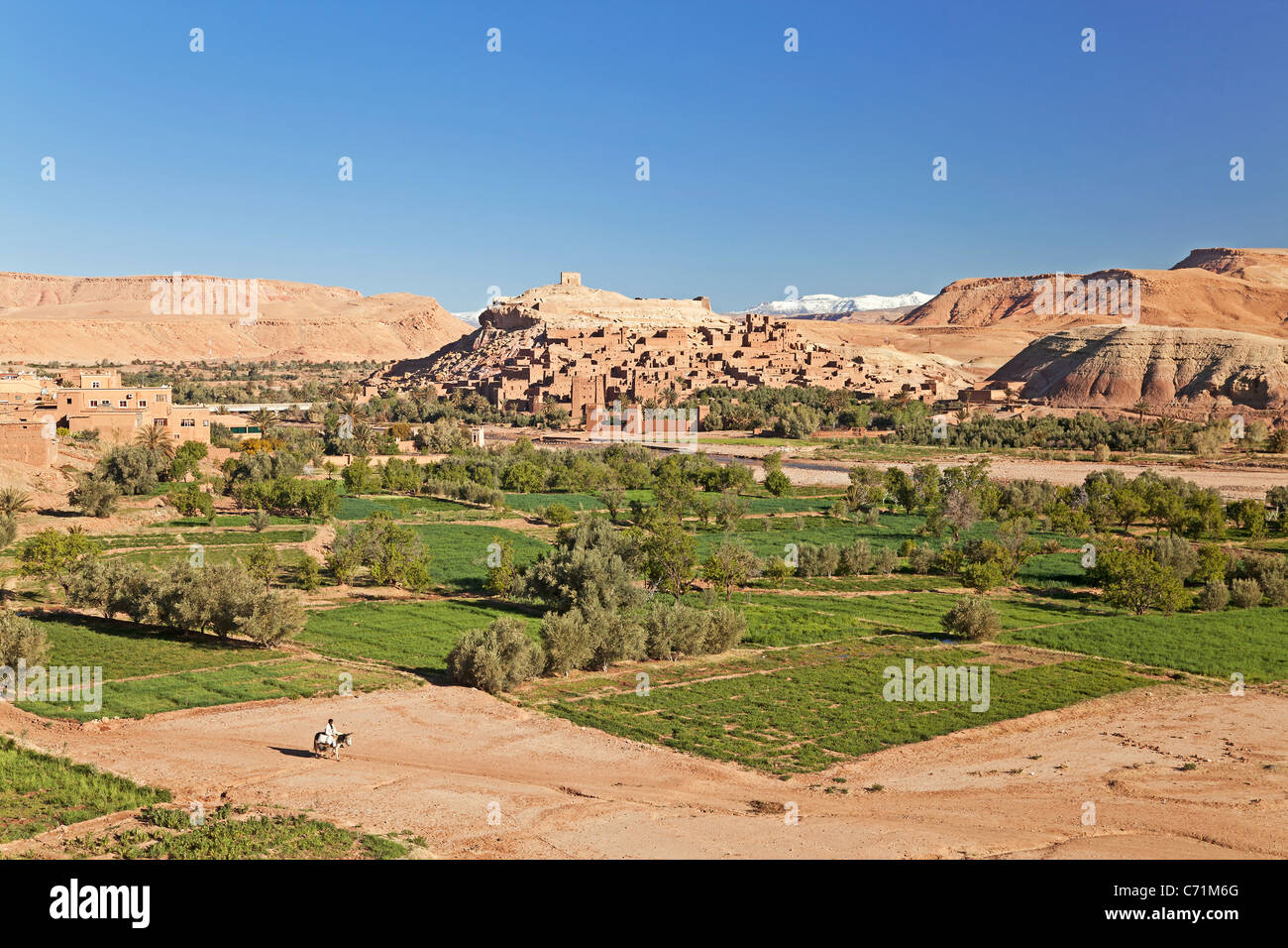 Alten Kasbah Stadt von Ait Benhaddou, Atlasgebirge, Marokko, Nordafrika Stockfoto