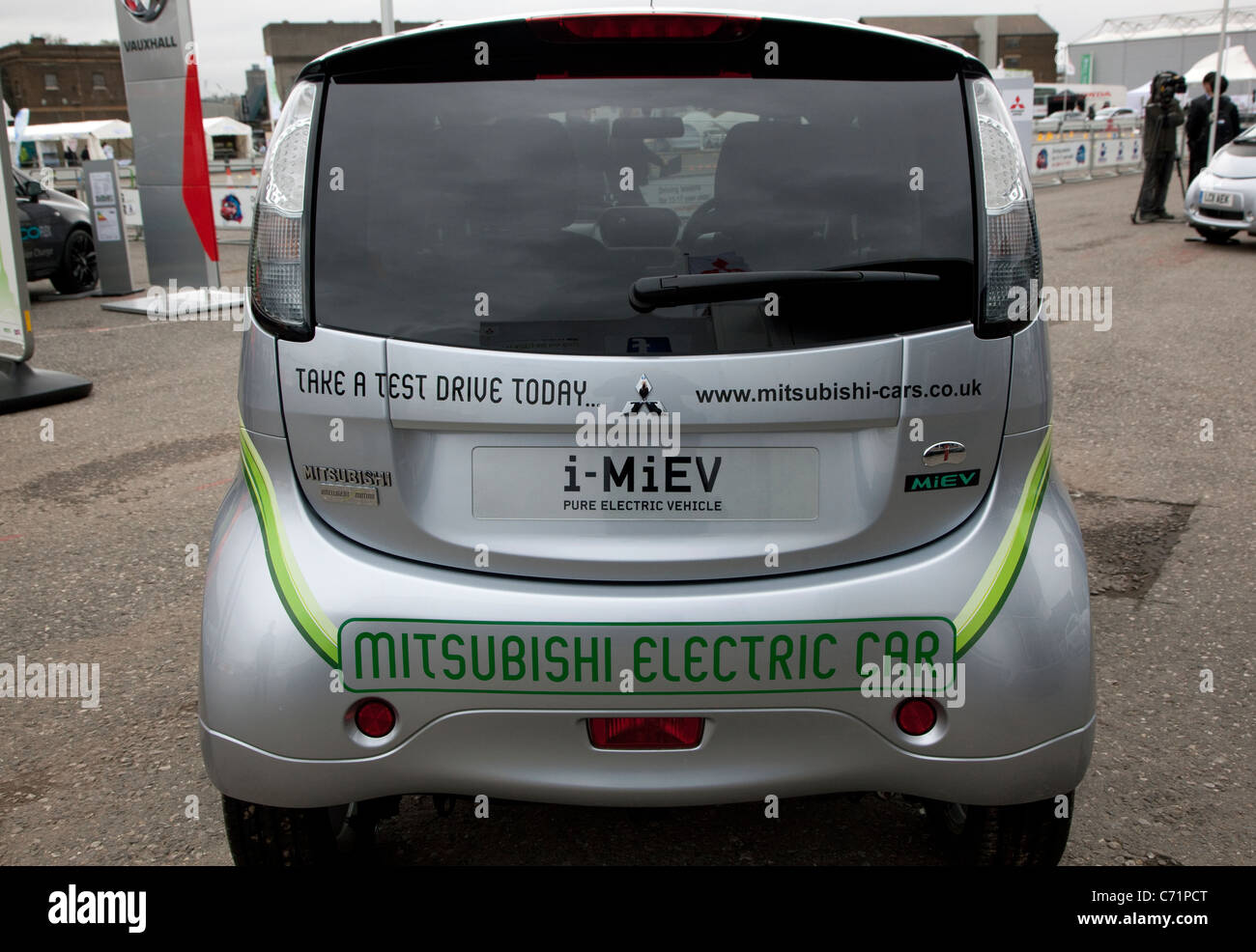 Ecovelocity motor Festival London - Mitsubishi i-MiEV-Elektroauto Stockfoto