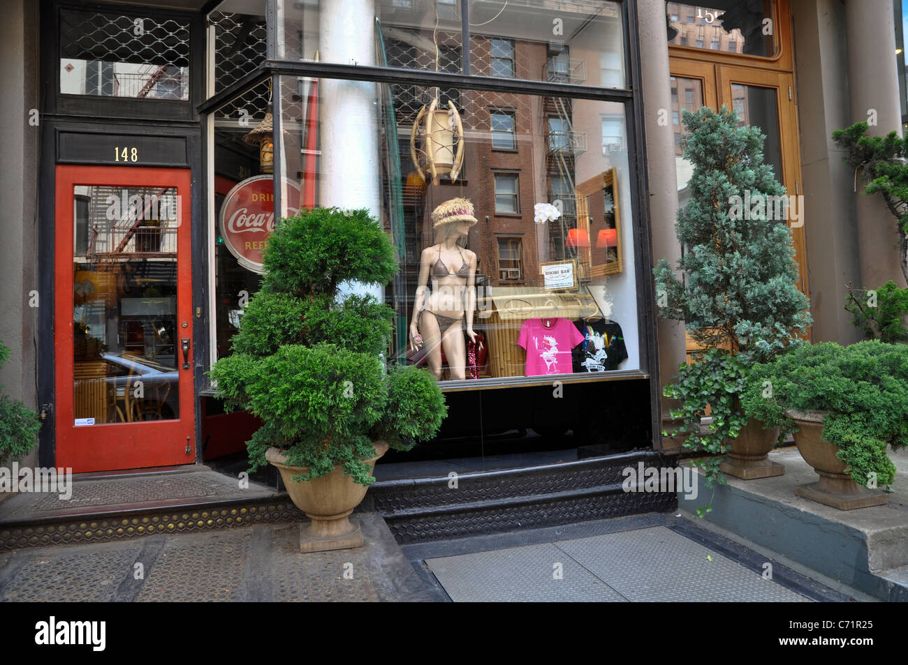 Ladenzeile in der Tribecca Innenstadt von NYC Stockfoto