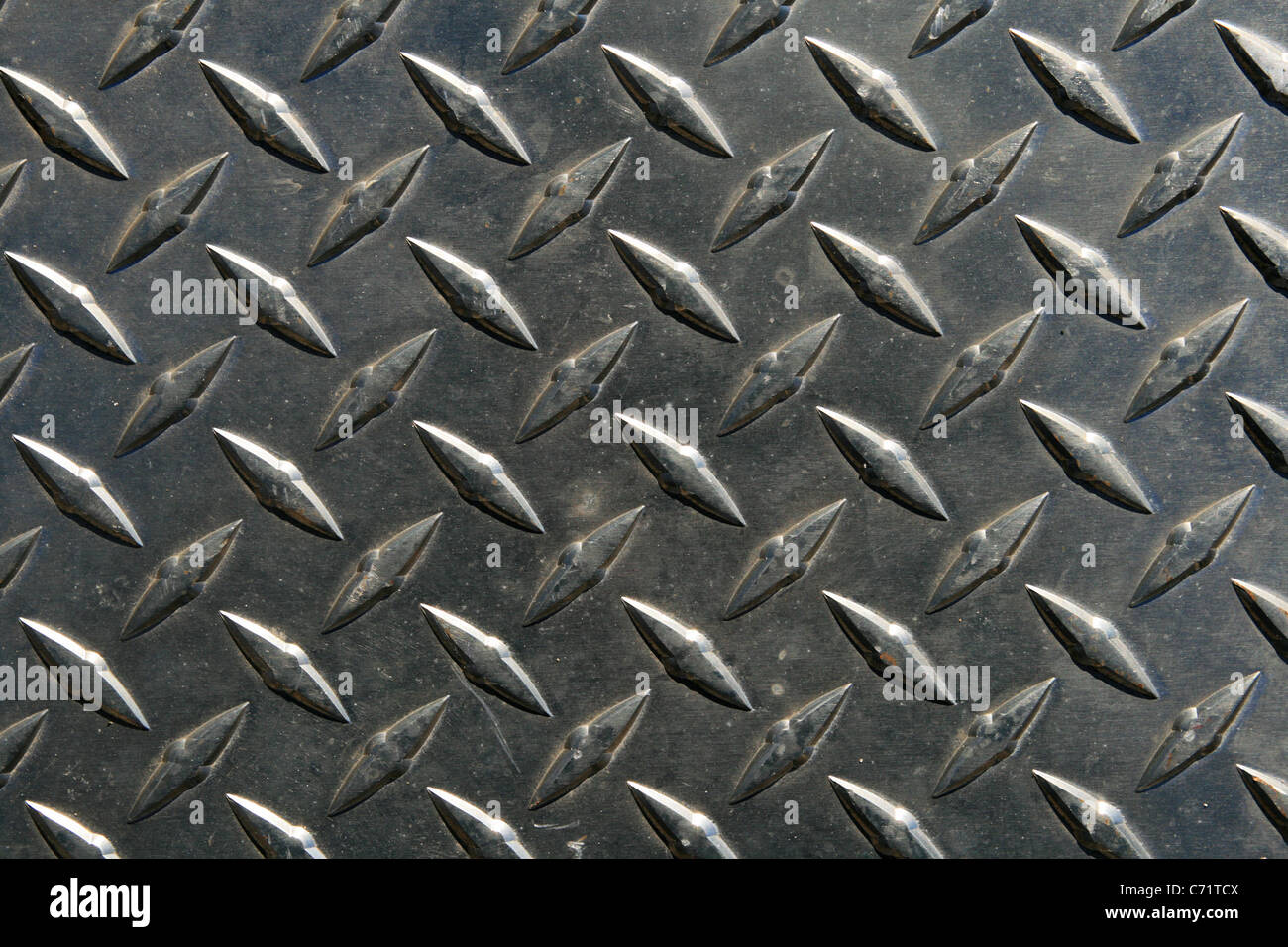 Nahaufnahme von Diamant-Profil Stahl Hintergrundtextur Stockfoto