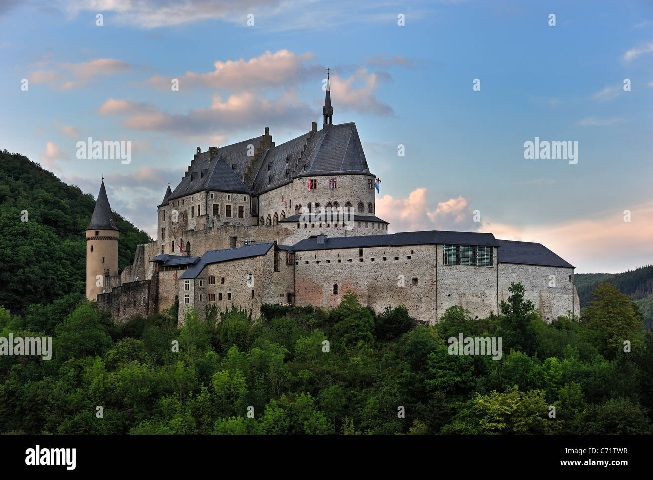 Die Burg Vianden in Luxemburg Stockfoto