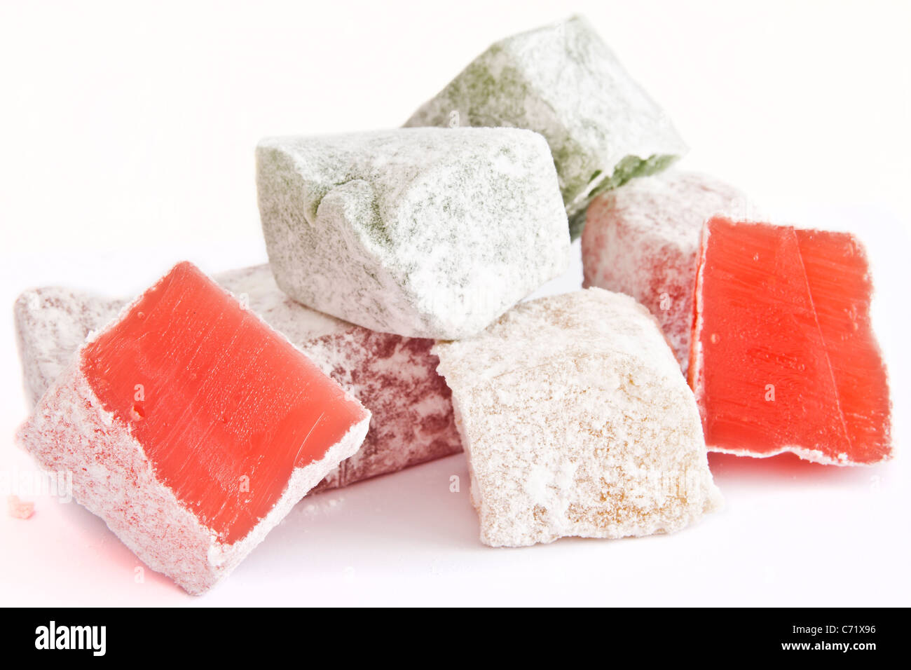 Süßigkeiten auf weißem Hintergrund Stockfoto