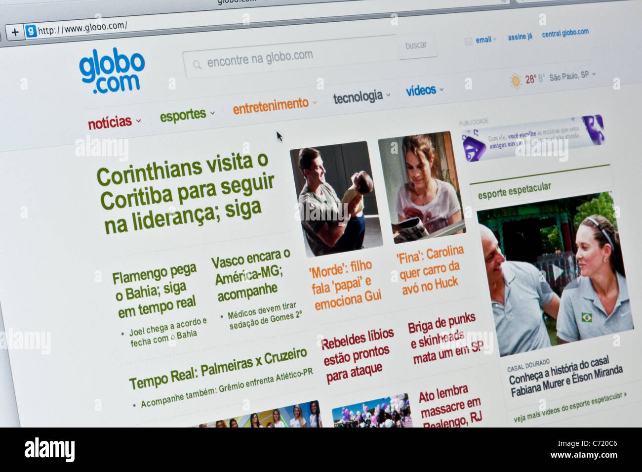 Nahaufnahme von Globo-Logo auf ihrer Website gesehen. (Nur zur redaktionellen Verwendung: print, TV, e-Book und redaktionelle Webseite). Stockfoto
