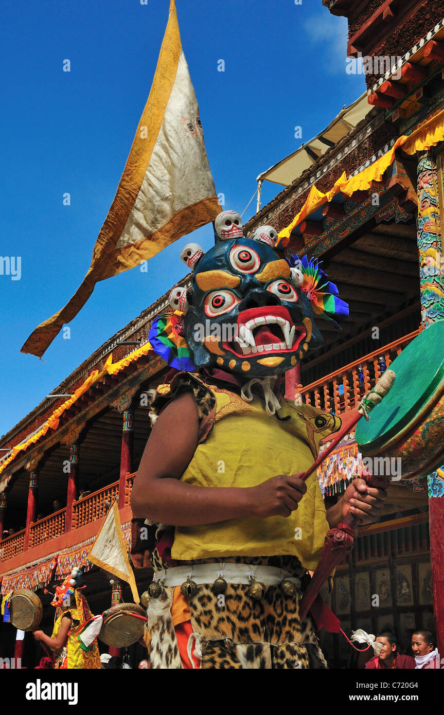 Chaam Moschus Dance Festival begann im Hemis Gompa. Stockfoto