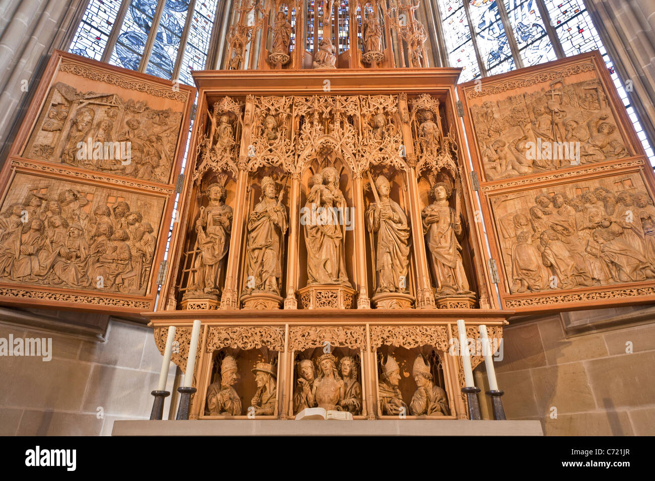 HOCHALTAR VON HANS SEYFER, ST. KILIAN KIRCHE, KILIANSKIRCHE, HEILBRONN, BADEN-WÜRTTEMBERG, DEUTSCHLAND Stockfoto
