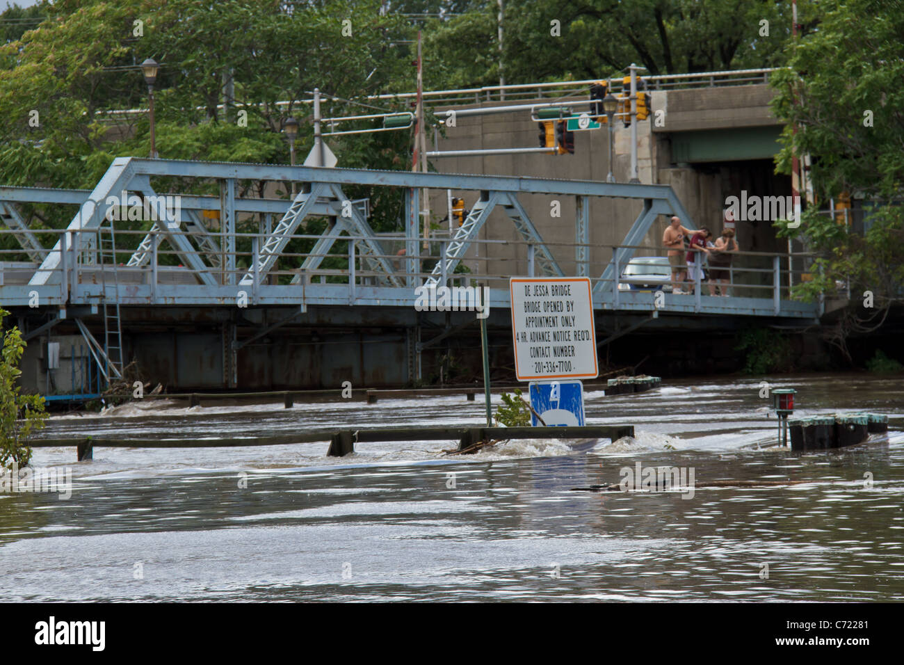Der Passaic River überflutet nach Hurrikan Irene northern New Jersey am 28. August 2011 getroffen. Stockfoto