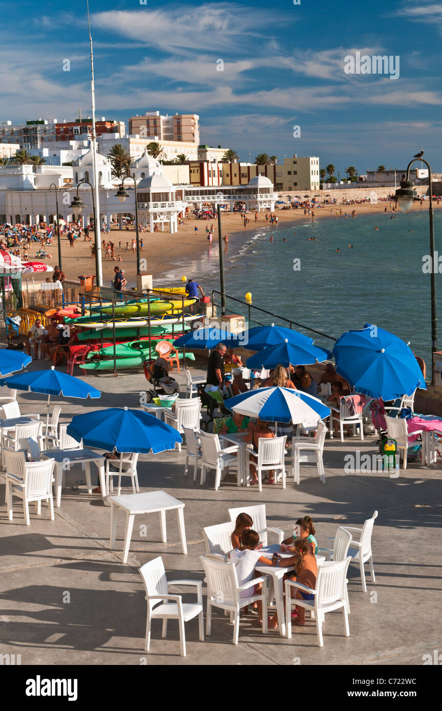 Playa De La Caleta Cadiz Spanien Stockfoto