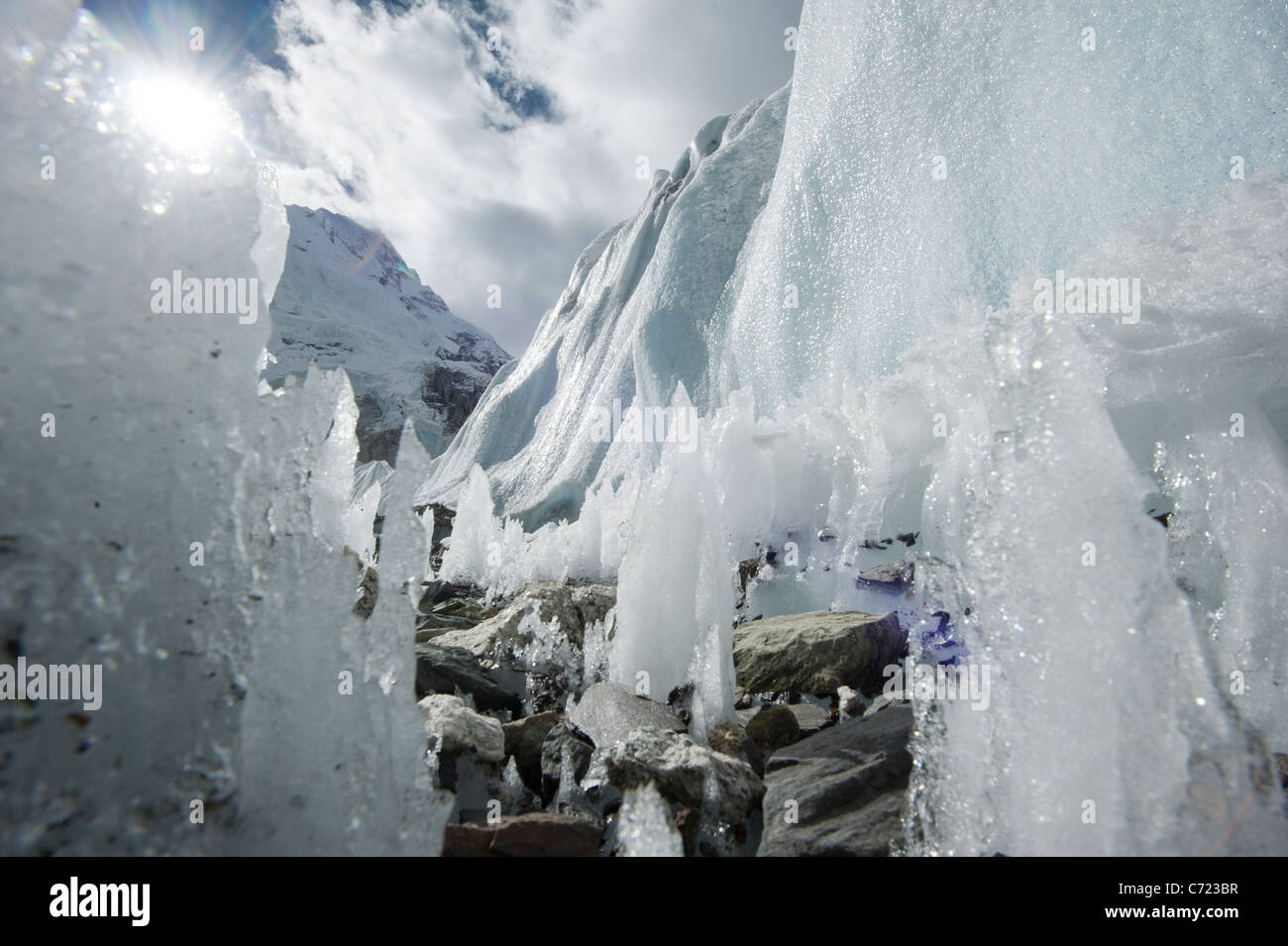 Der Khumbu-Eisbruch im Mt. Everest base Camp. Stockfoto