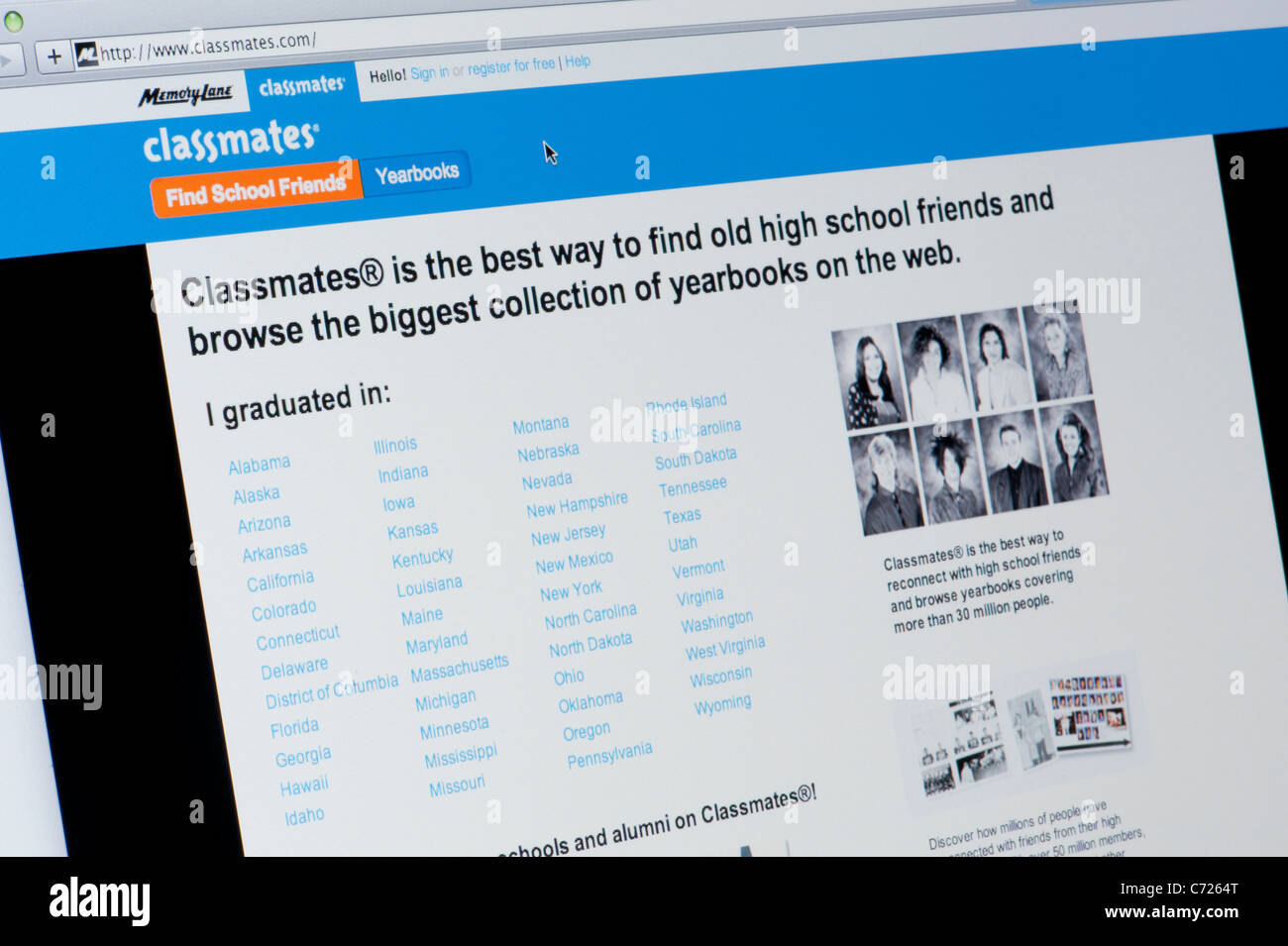 Nahaufnahme von den Klassenkameraden Logo wie auf ihrer Website zu sehen. (Nur zur redaktionellen Verwendung: print, TV, e-Book und redaktionelle Webseite). Stockfoto