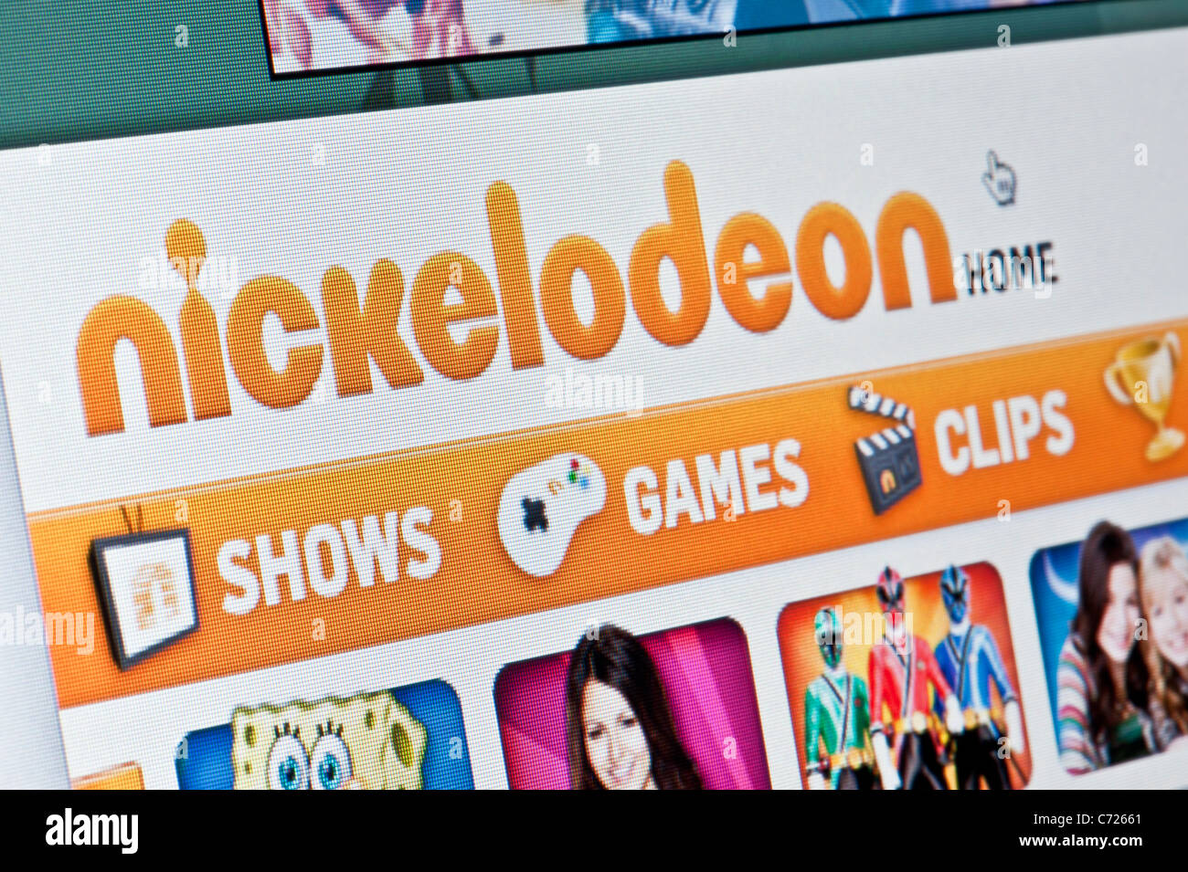 Nahaufnahme von der Nickelodeon-Logo auf ihrer Website gesehen. (Nur zur redaktionellen Verwendung: print, TV, e-Book und redaktionelle Webseite). Stockfoto
