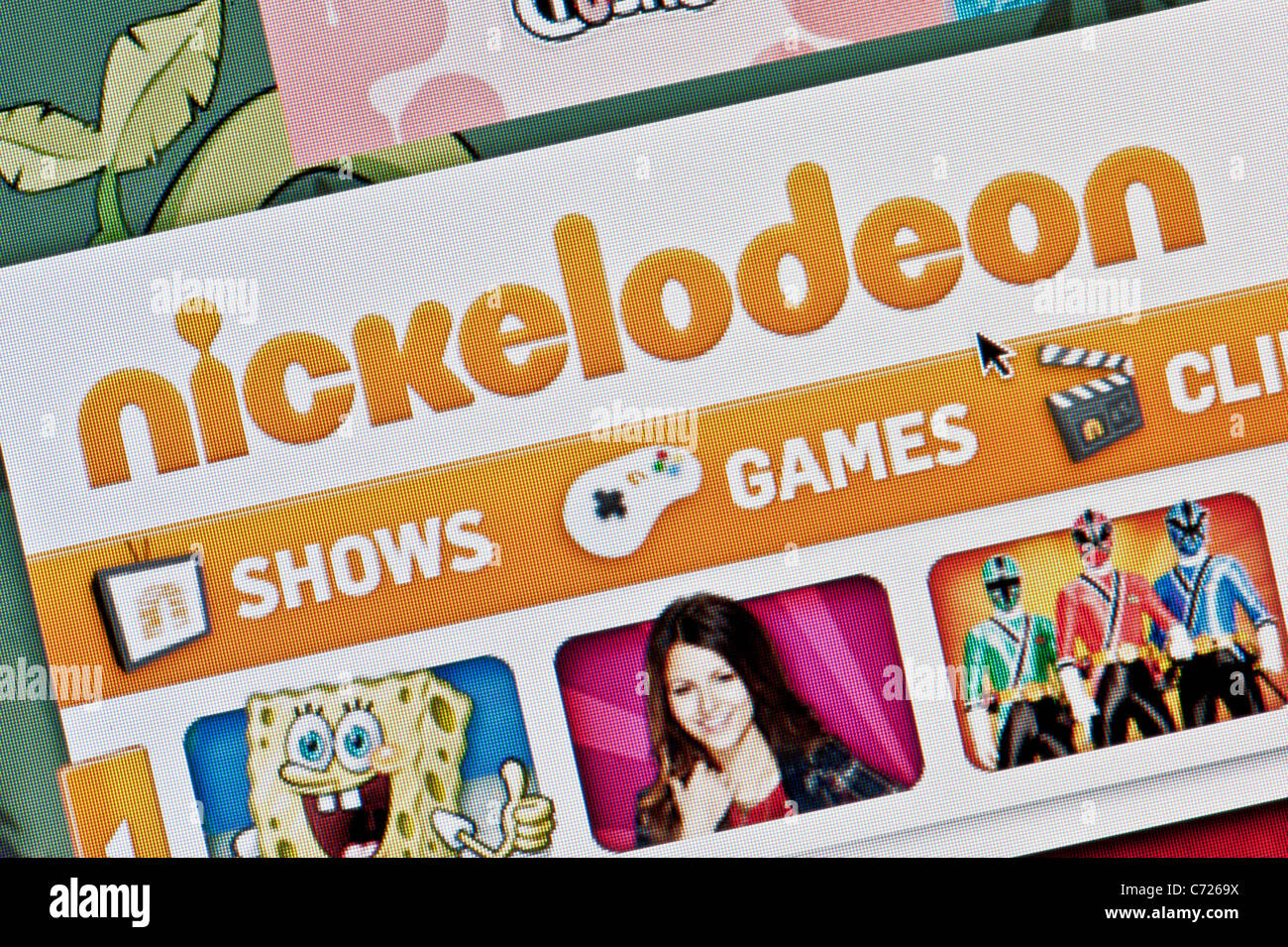 Nahaufnahme von der Nickelodeon-Logo auf ihrer Website gesehen. (Nur zur redaktionellen Verwendung: print, TV, e-Book und redaktionelle Webseite). Stockfoto