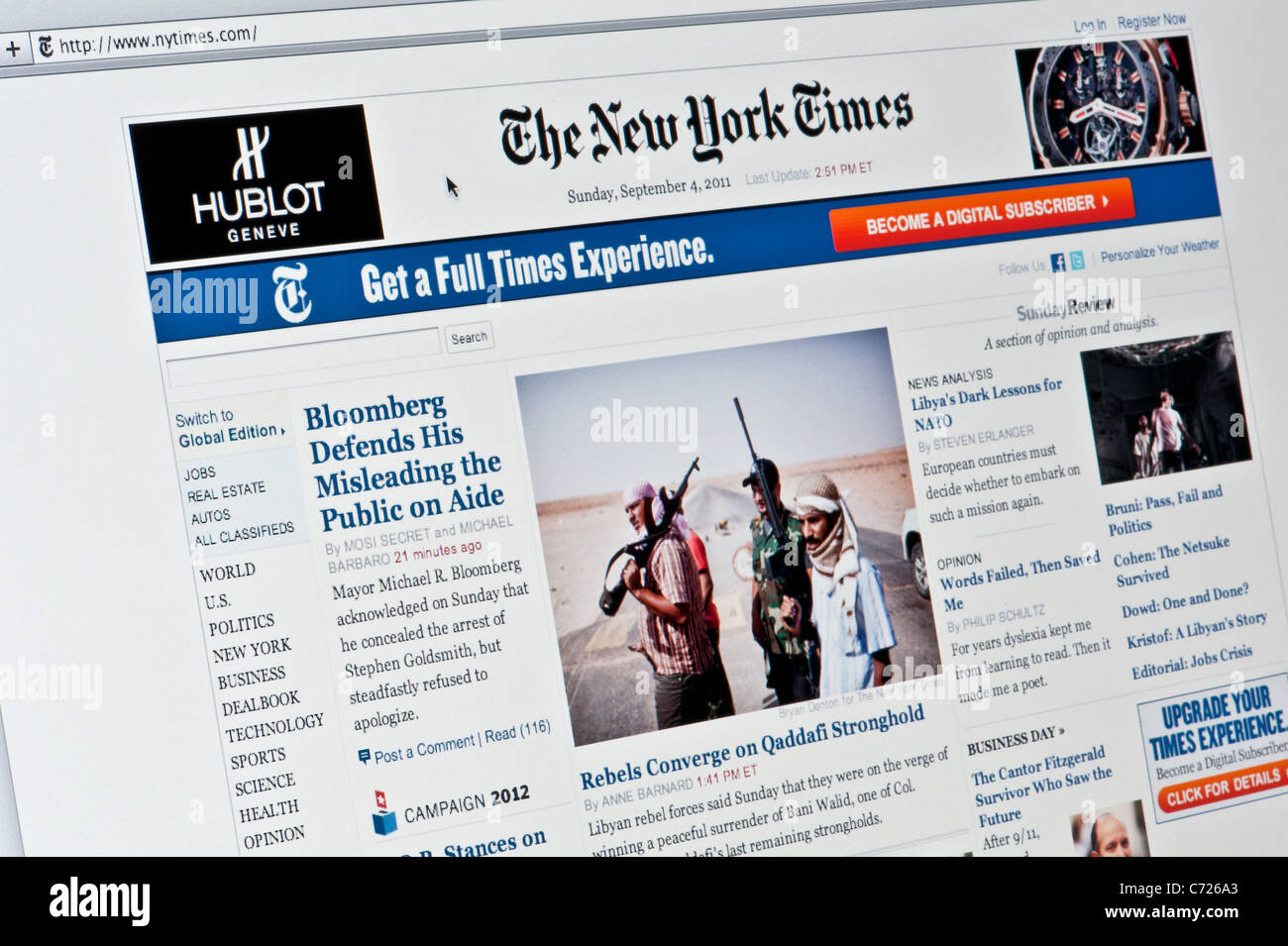 Nahaufnahme von der New York Times-Logo auf ihrer Website gesehen. (Nur zur redaktionellen Verwendung: print, TV, e-Book und redaktionelle Webseite). Stockfoto